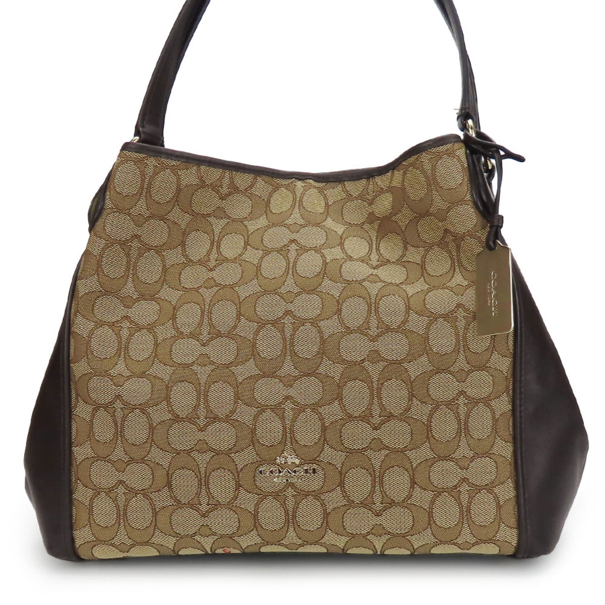 Coach Dark Brown Canvas Leather Tote Bag (Pre-Owned)