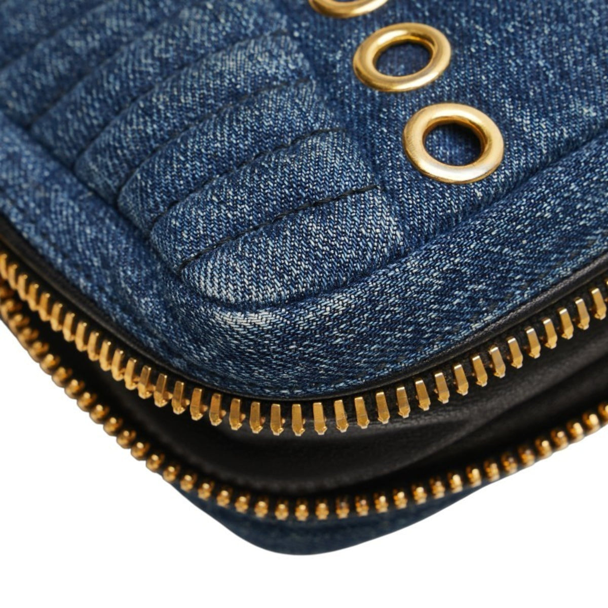 Miu Miu Multi-Color Denim Leather Shoulder Bag (Pre-Owned)