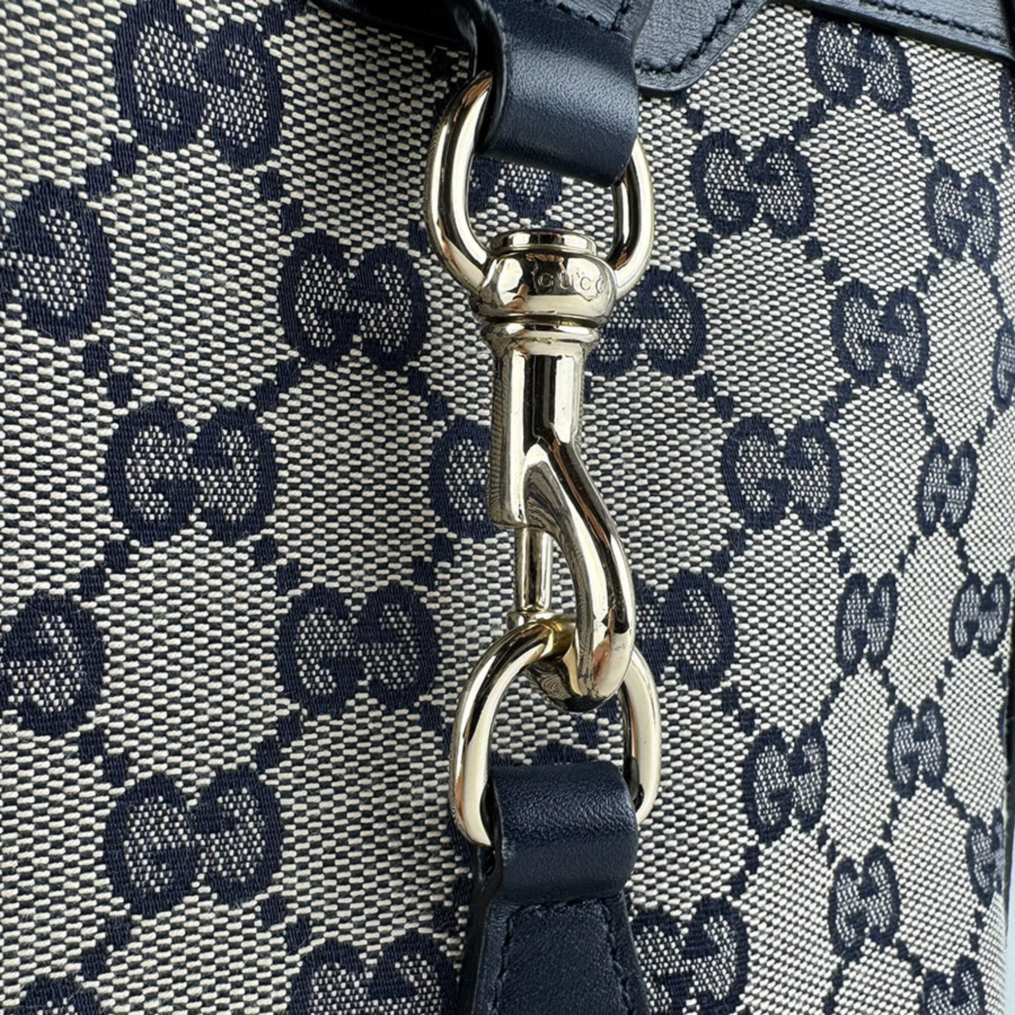 Gucci Navy Red Color Gg Canvas Leather Shoulder Bag (Pre-Owned)
