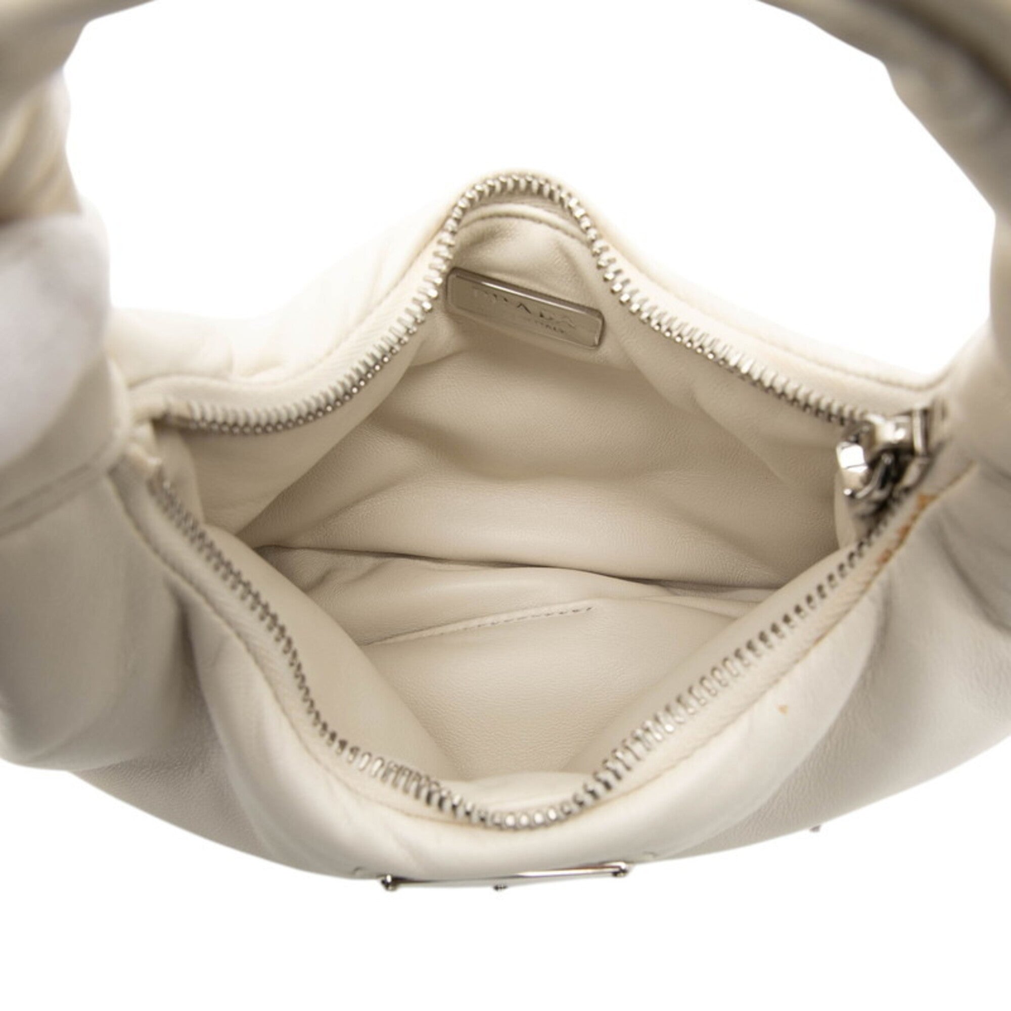 Prada White Leather Handbag Shoulder Bag (Pre-Owned)