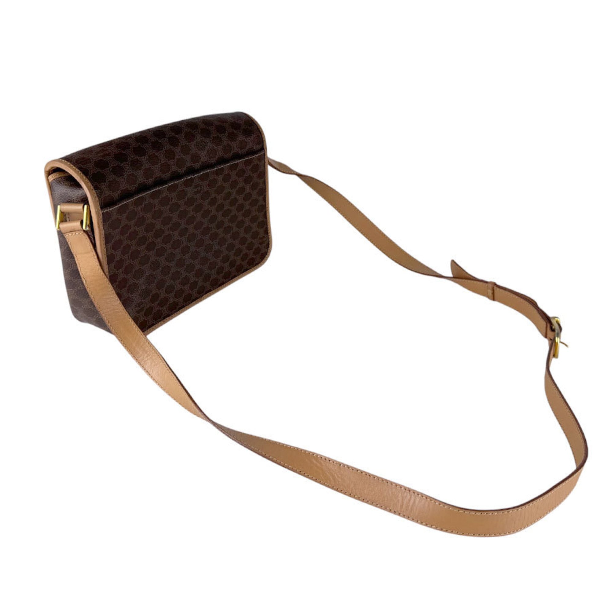 Celine Brown Coated Canvas Shoulder Bag (Pre-Owned)