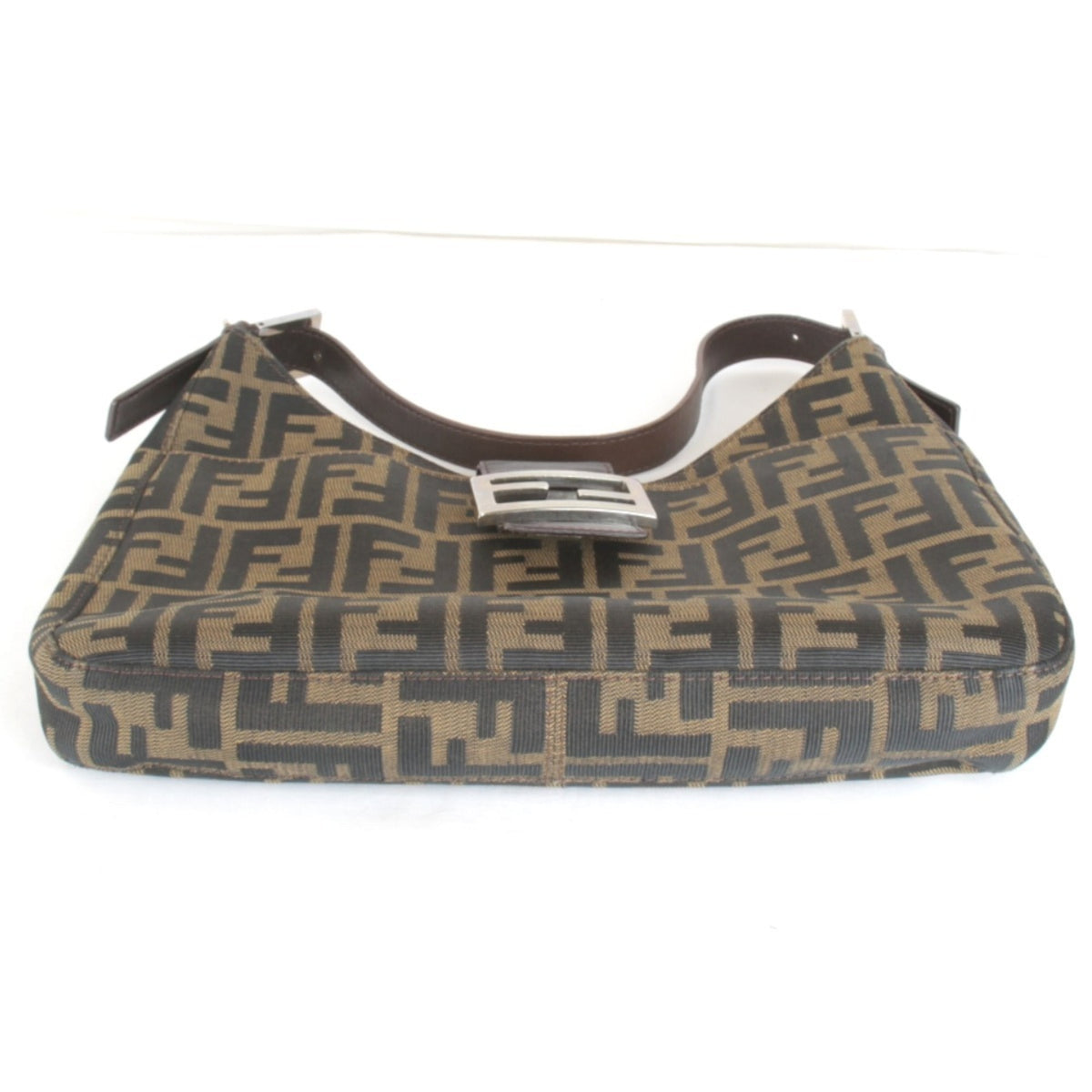 Fendi Zucca Khaki Canvas Shoulder Bag (Pre-Owned)