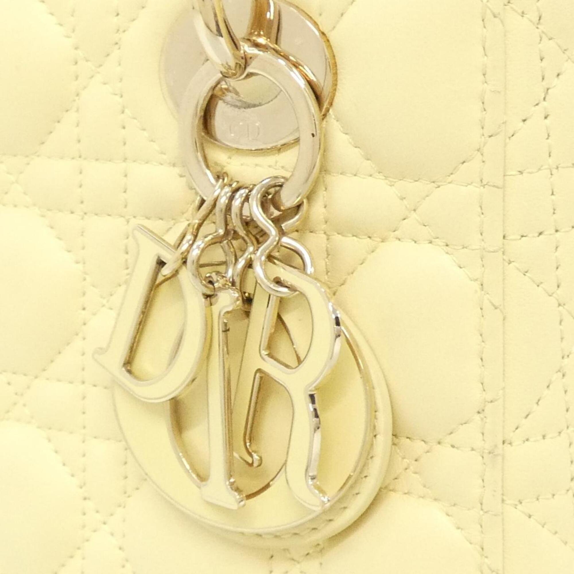 Christian Dior Lady Dior Pale Yellow Leather Handbag (Pre-Owned)