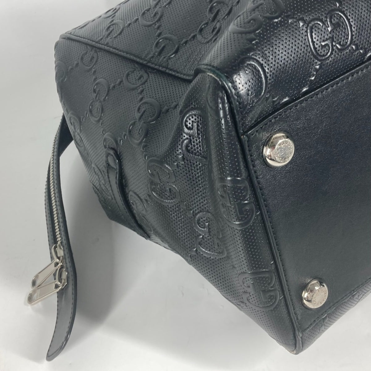 Gucci Black Leather Boston Bag Shoulder Bag Tote Bag (Pre-Owned)