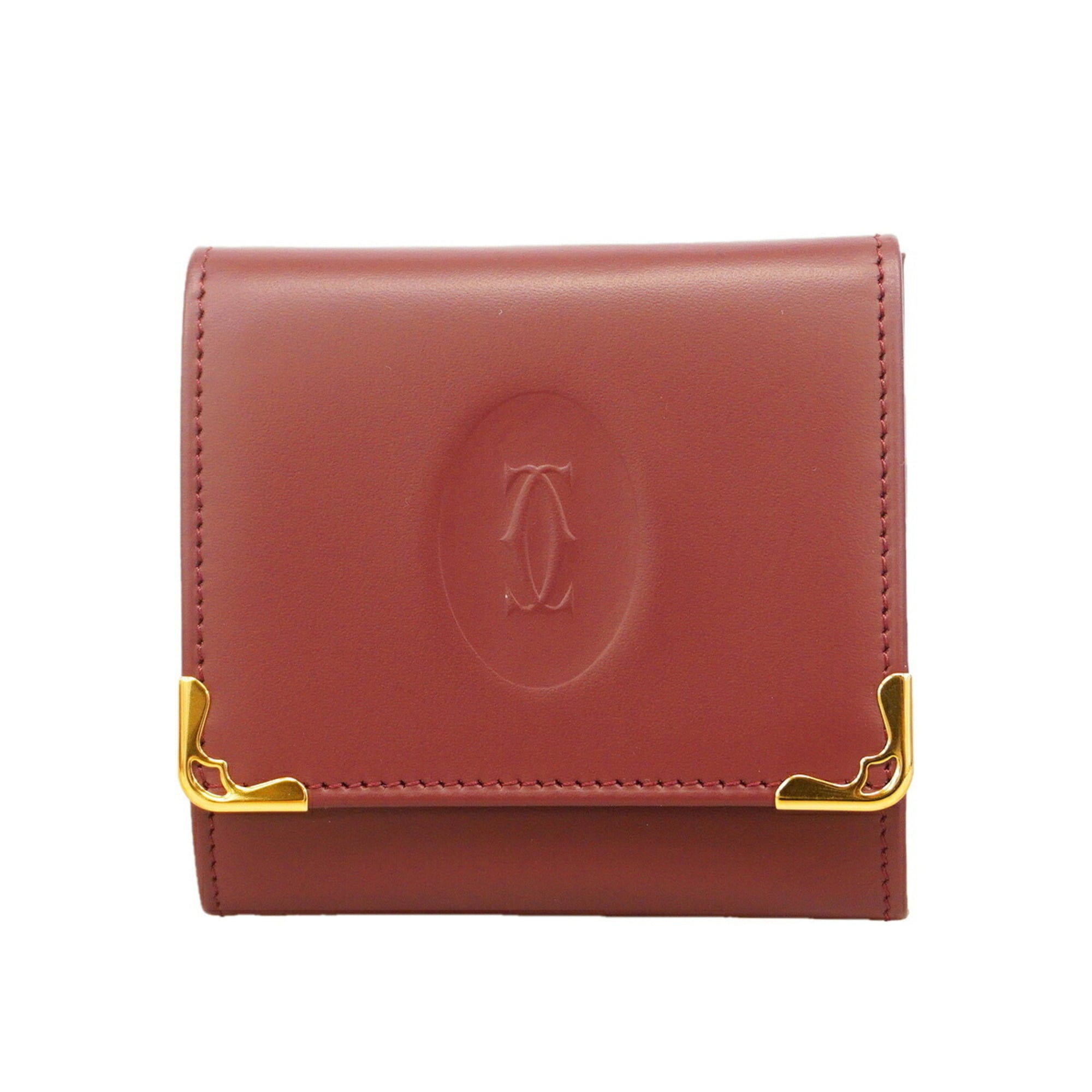 Cartier Bordeaux Leather Coin Purse/Coin Case (Pre-Owned)