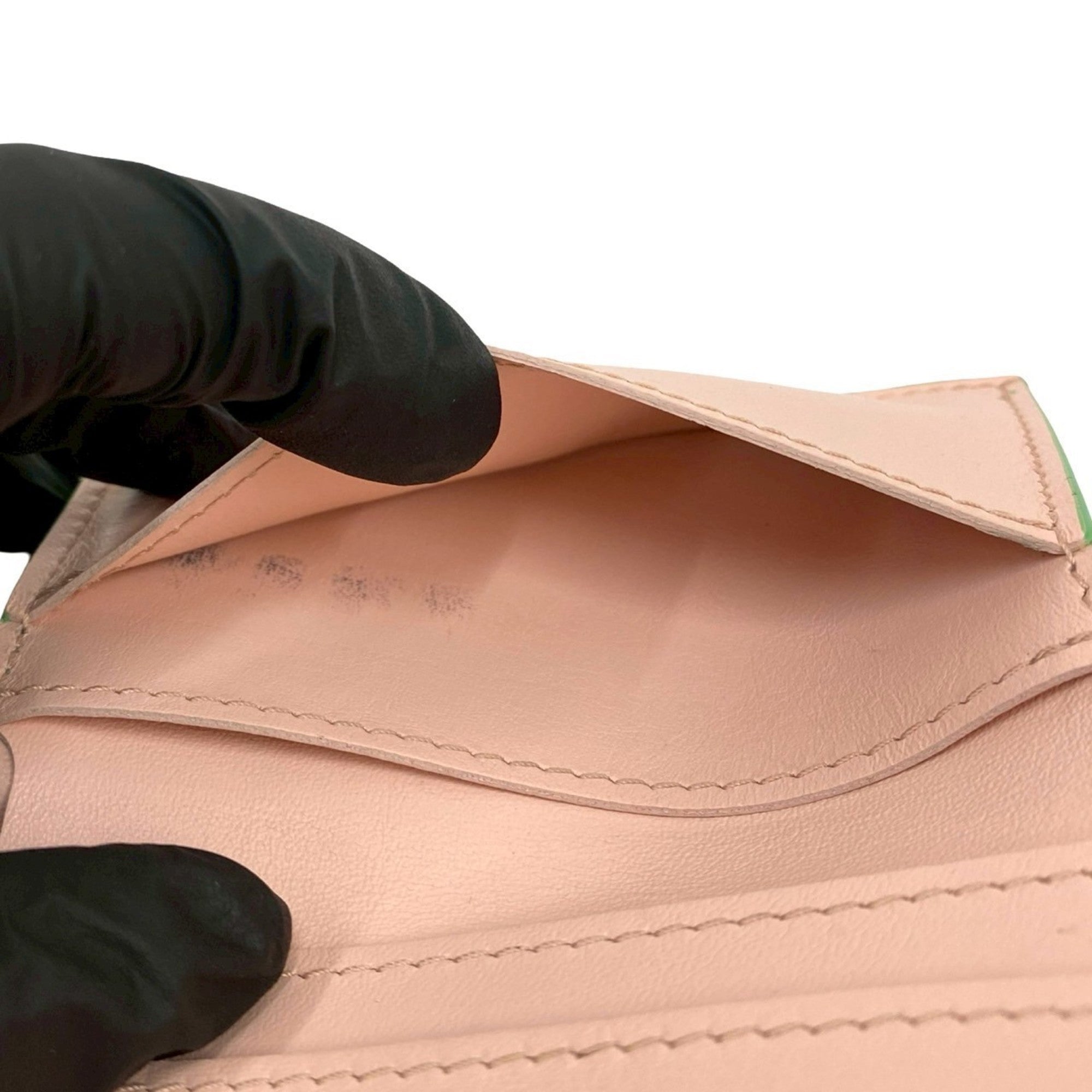 Louis Vuitton Green Pink Leather Wallet (Tri-Fold) (Pre-Owned)