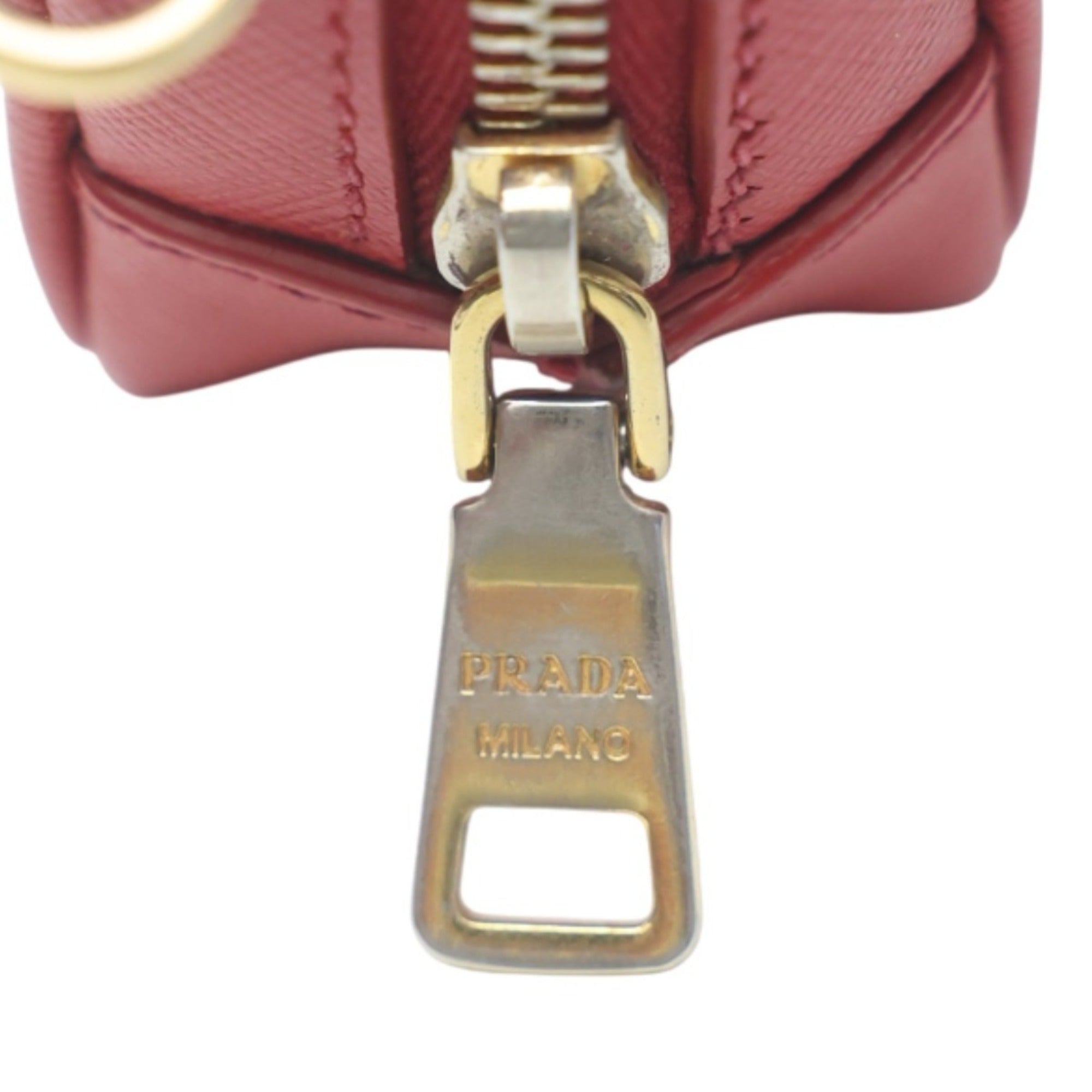 Prada Red Color Leather Shoulder Bag (Pre-Owned)