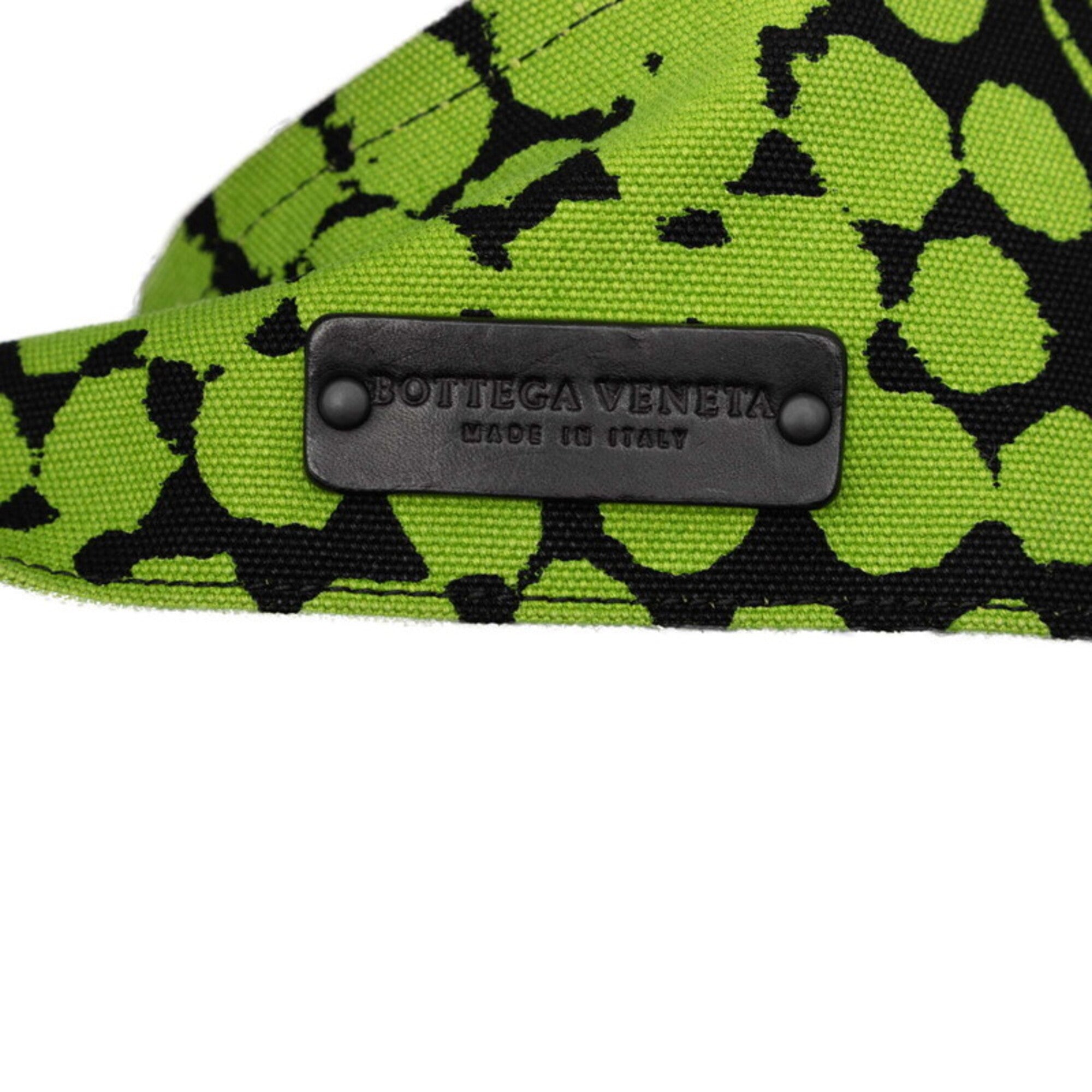 Bottega Veneta Black Green Canvas Leather Tote Bag (Pre-Owned)
