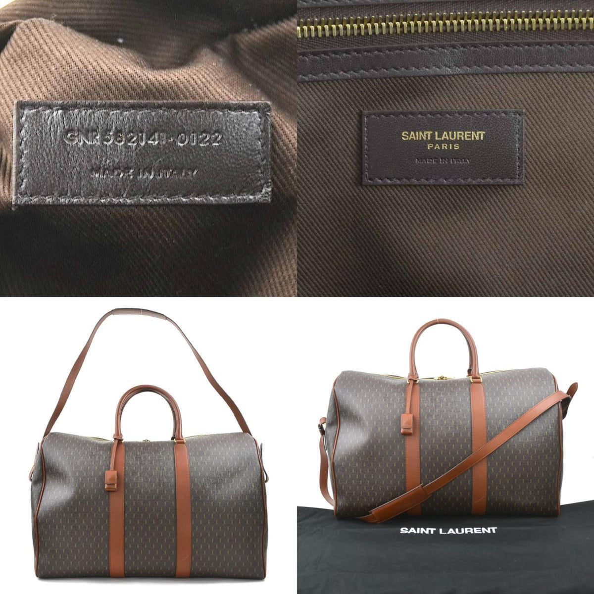 Saint Laurent Brown Coated Canvas Leather Boston Bag (Pre-Owned)