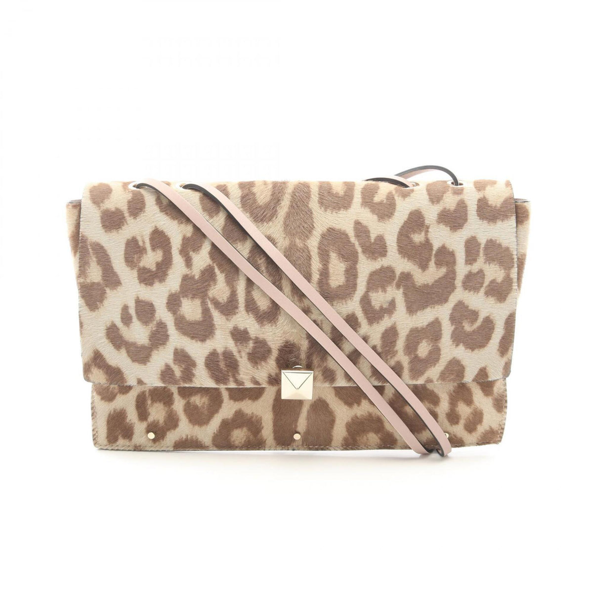 Valentino Beige Brown Pink Leather Handbag Shoulder Bag (Pre-Owned)