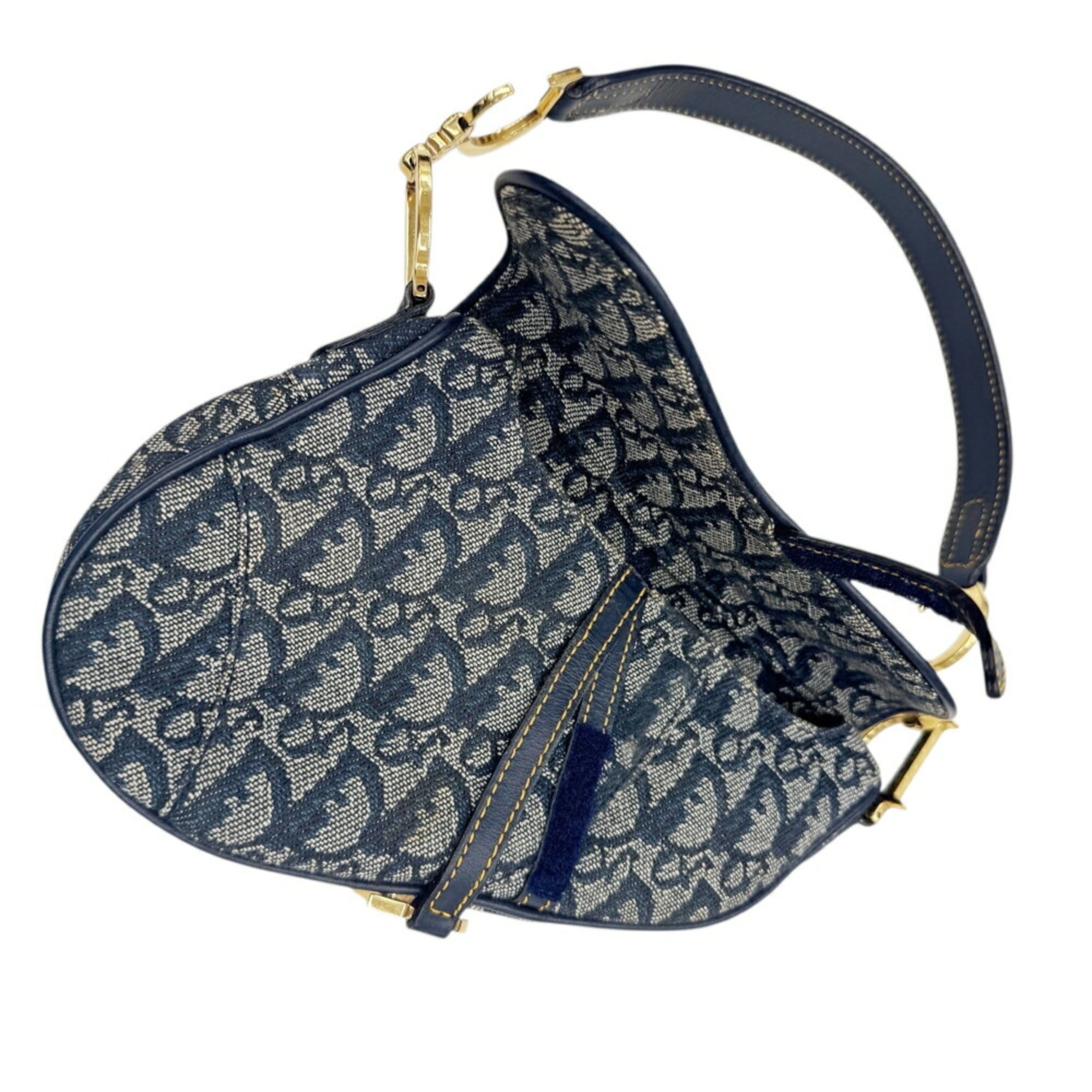 Christian Dior Navy Canvas Saddle Bag Shoulder Bag (Pre-Owned)