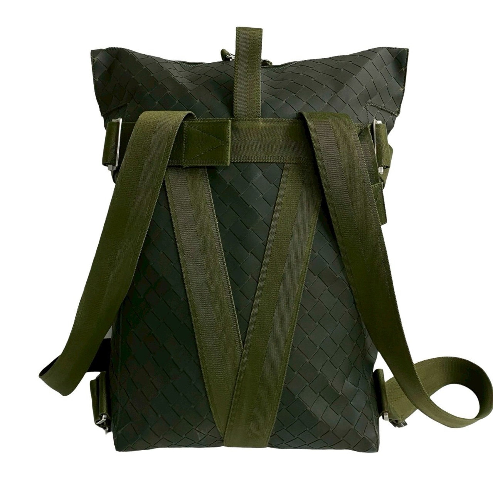 Bottega Veneta Khaki Nylon Rubber Backpack (Pre-Owned)