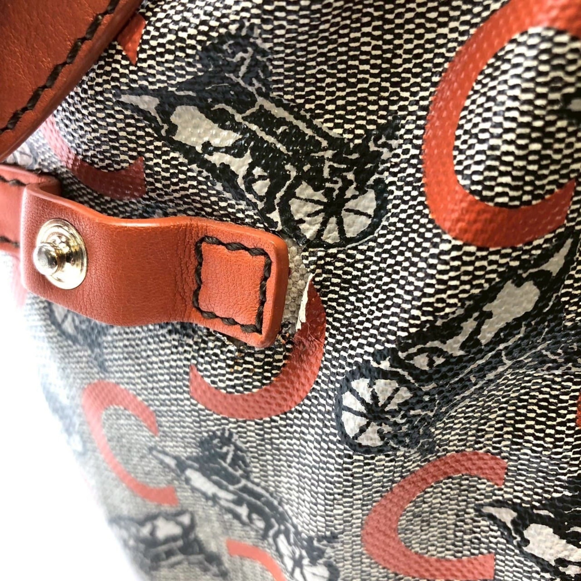 Celine Orange Canvas Leather Handbag (Pre-Owned)