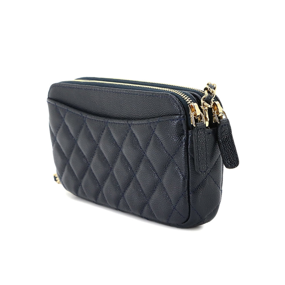 Chanel Matelasse Navy Grained Calfskin Chain/Shoulder Wallet (Pre-Owned)