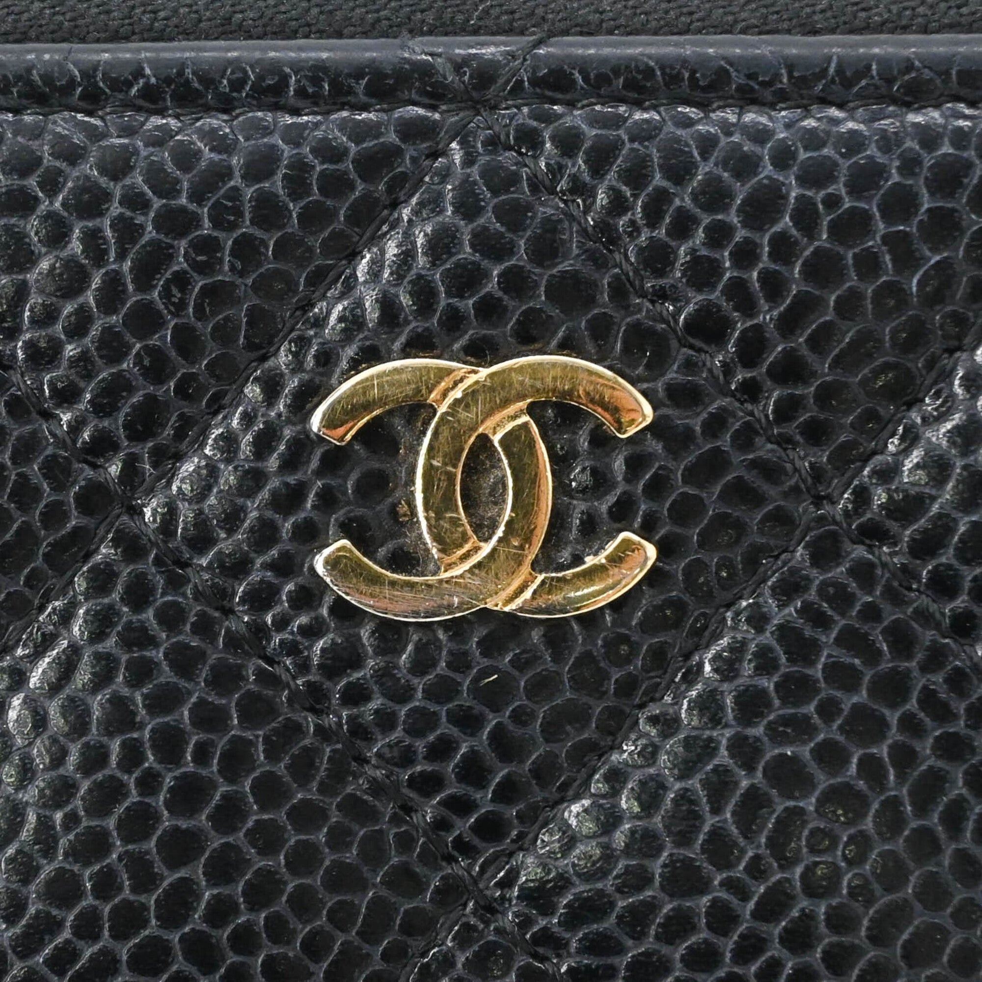Chanel Black Grained Calfskin Coin Purse/Coin Case (Pre-Owned)