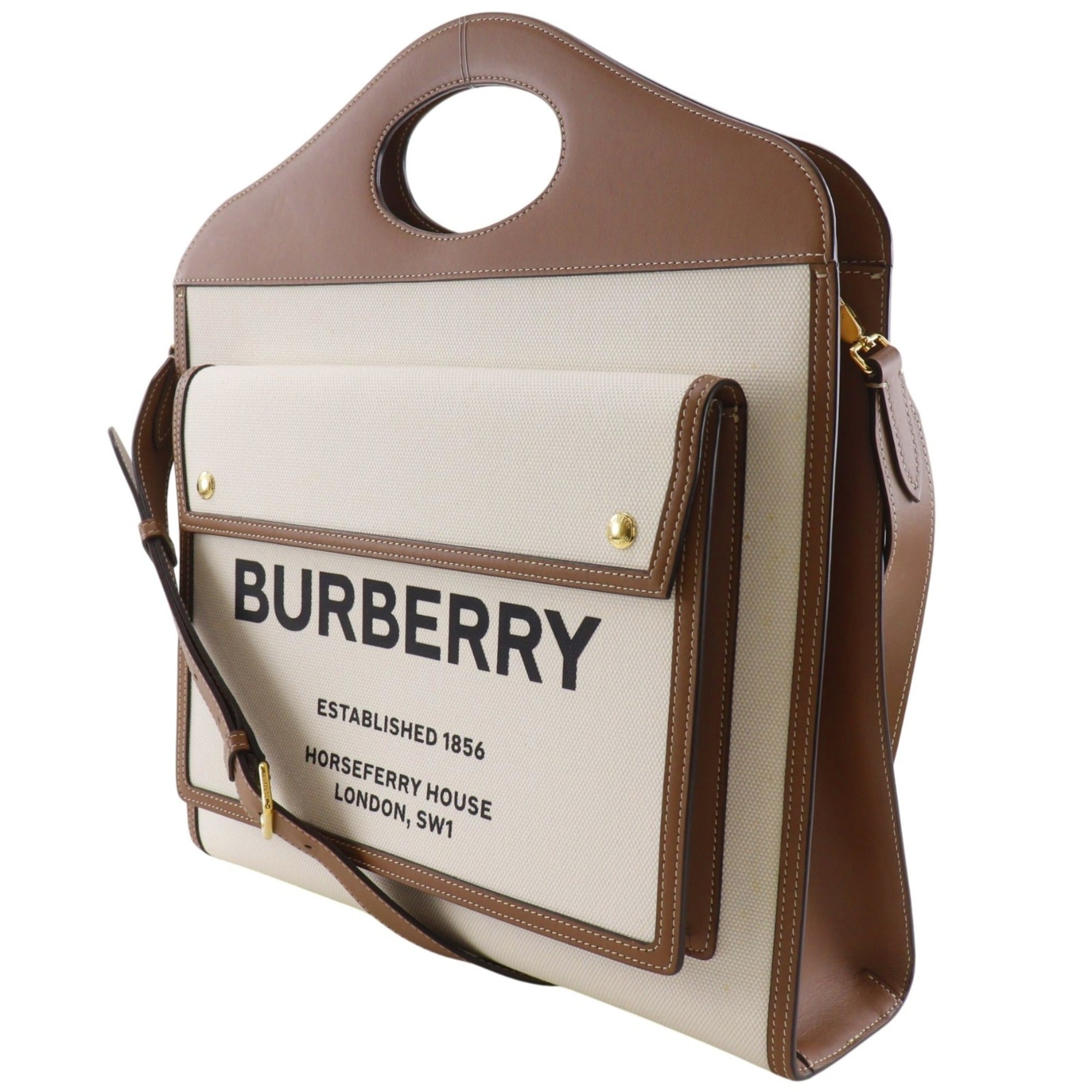 Burberry Brown Canvas Leather Handbag (Pre-Owned)