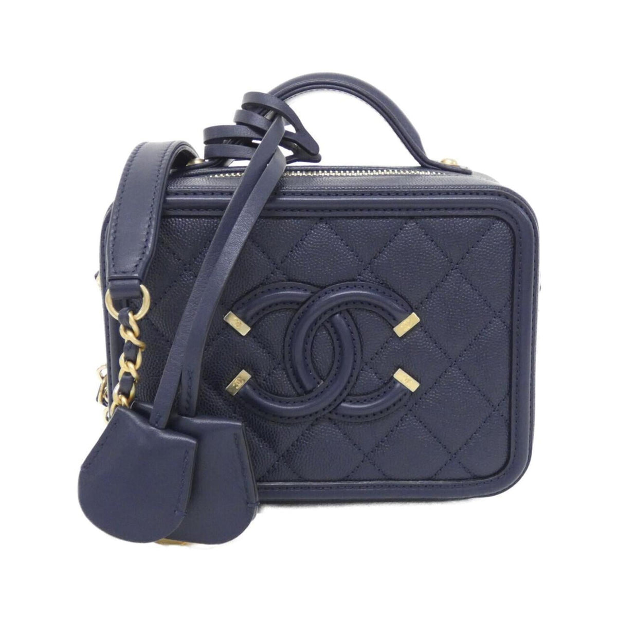 Chanel Navy Grained Calfskin Handbag (Pre-Owned)