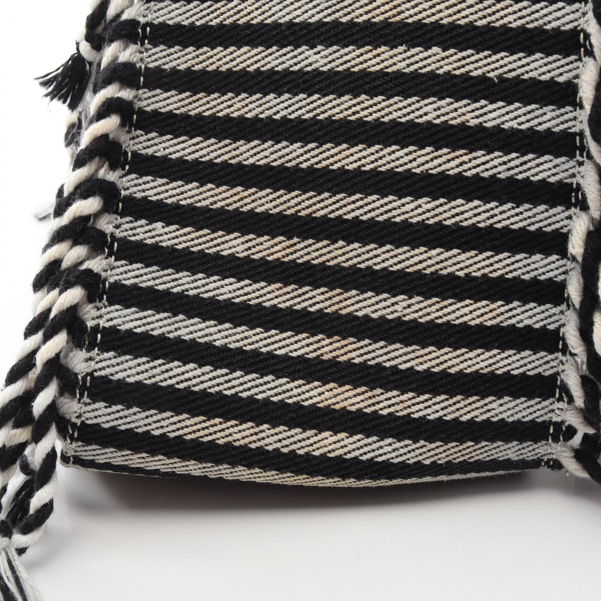 Loewe Black Brown White Leather Canvas Handbag (Pre-Owned)