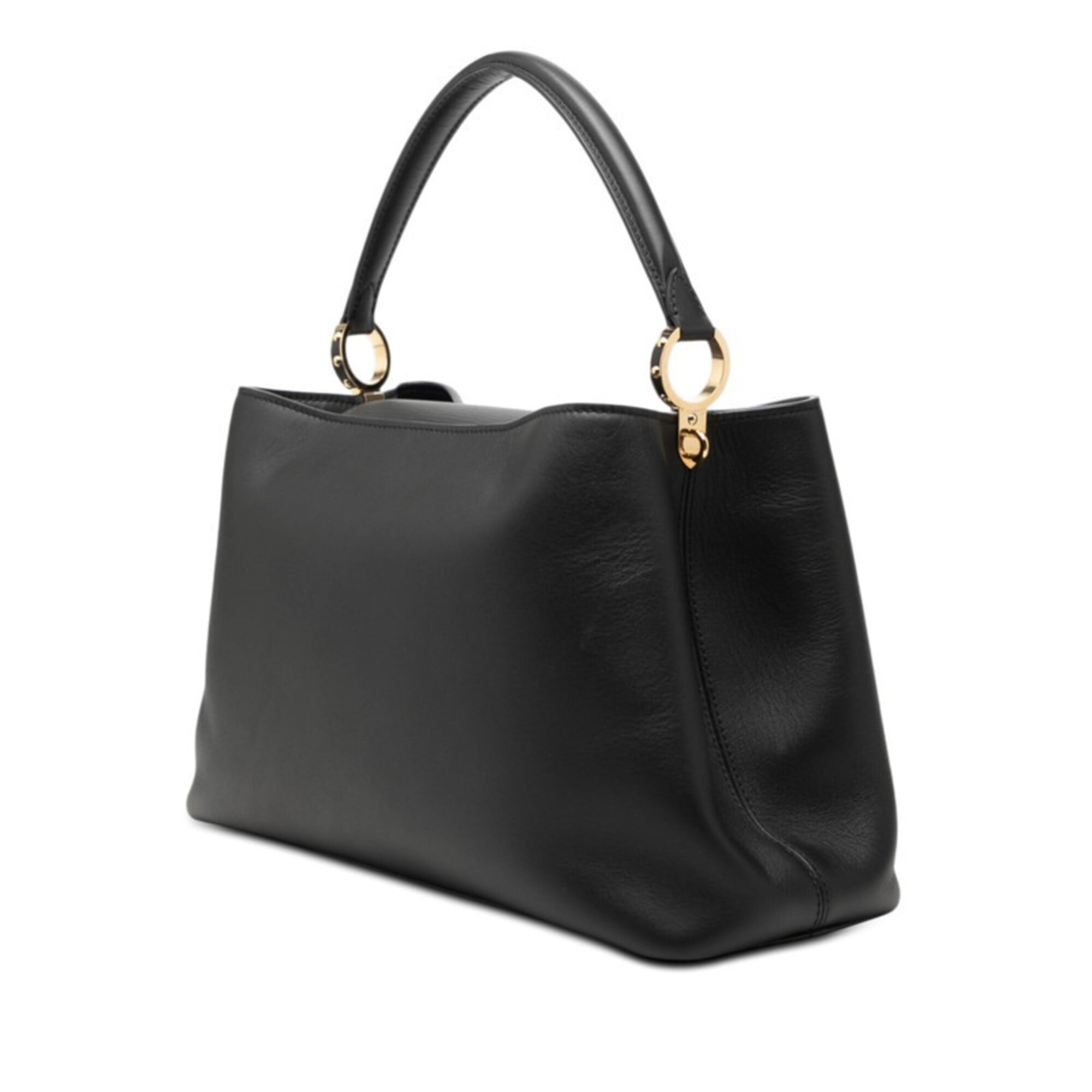 Louis Vuitton Black Leather Handbag Shoulder Bag (Pre-Owned)