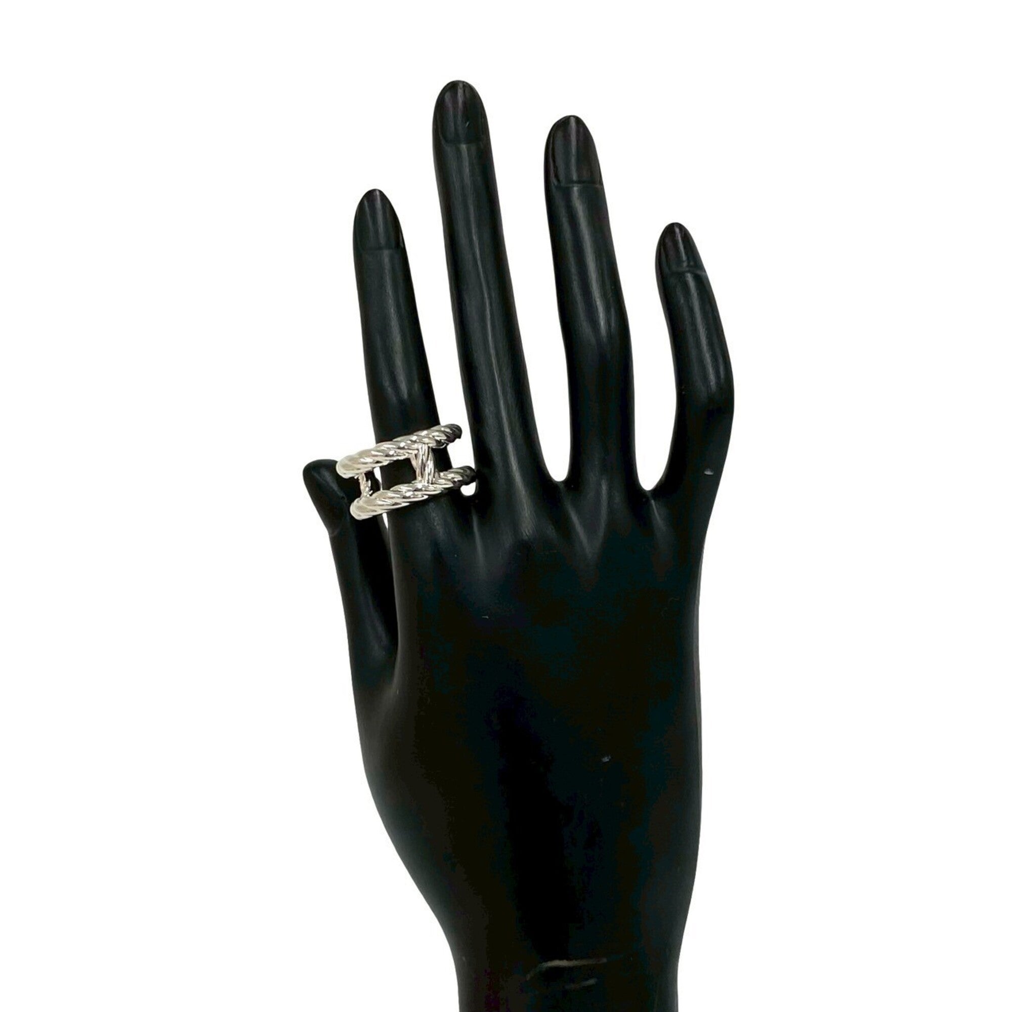 Hermes Silver Silver 925 Band Ring (Pre-Owned)