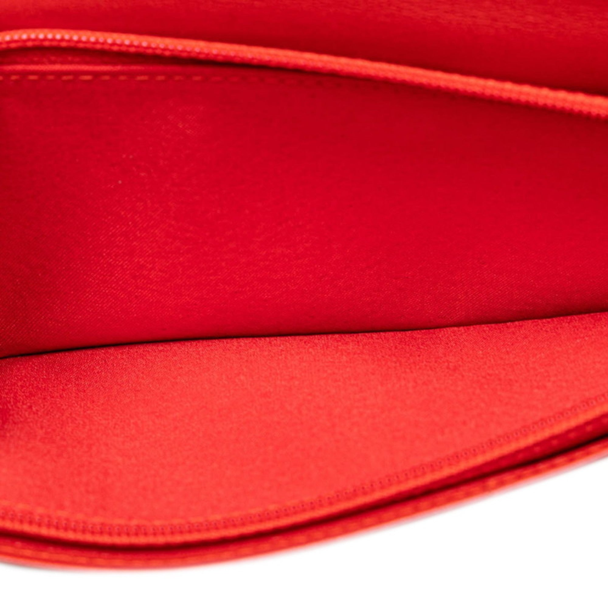 Chanel New Travel Line Red Color Canvas Leather Long Wallet (Bi-Fold) (Pre-Owned)