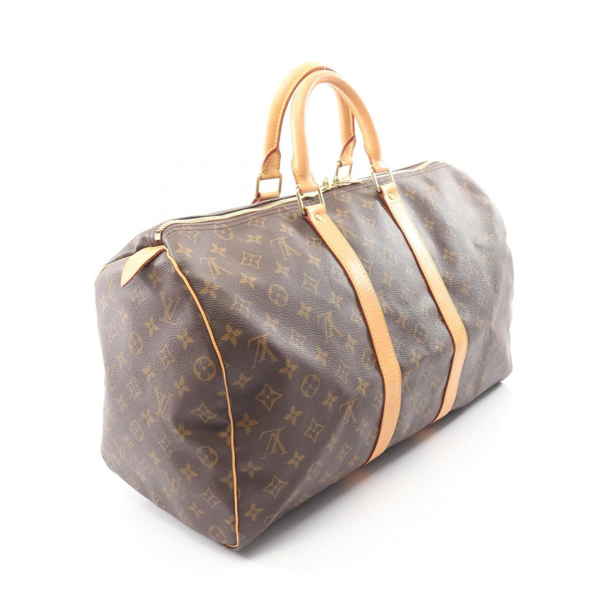 Louis Vuitton Monogram Brown Coated Canvas Leather Boston Bag (Pre-Owned)