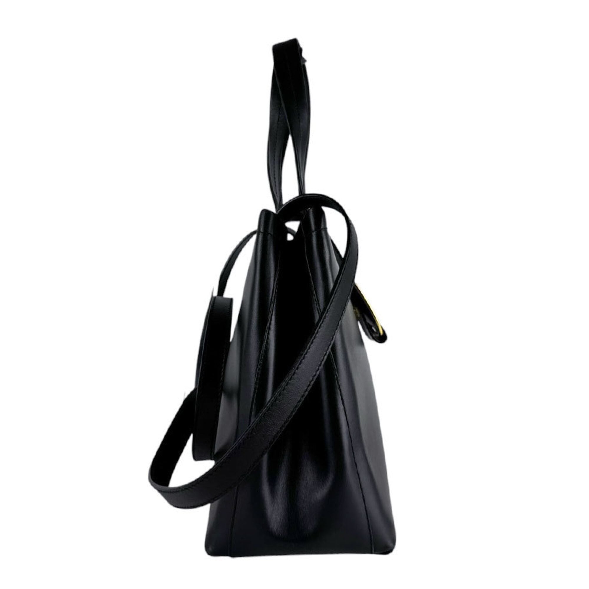 Salvatore Ferragamo Black Leather Handbag Shoulder Bag (Pre-Owned)