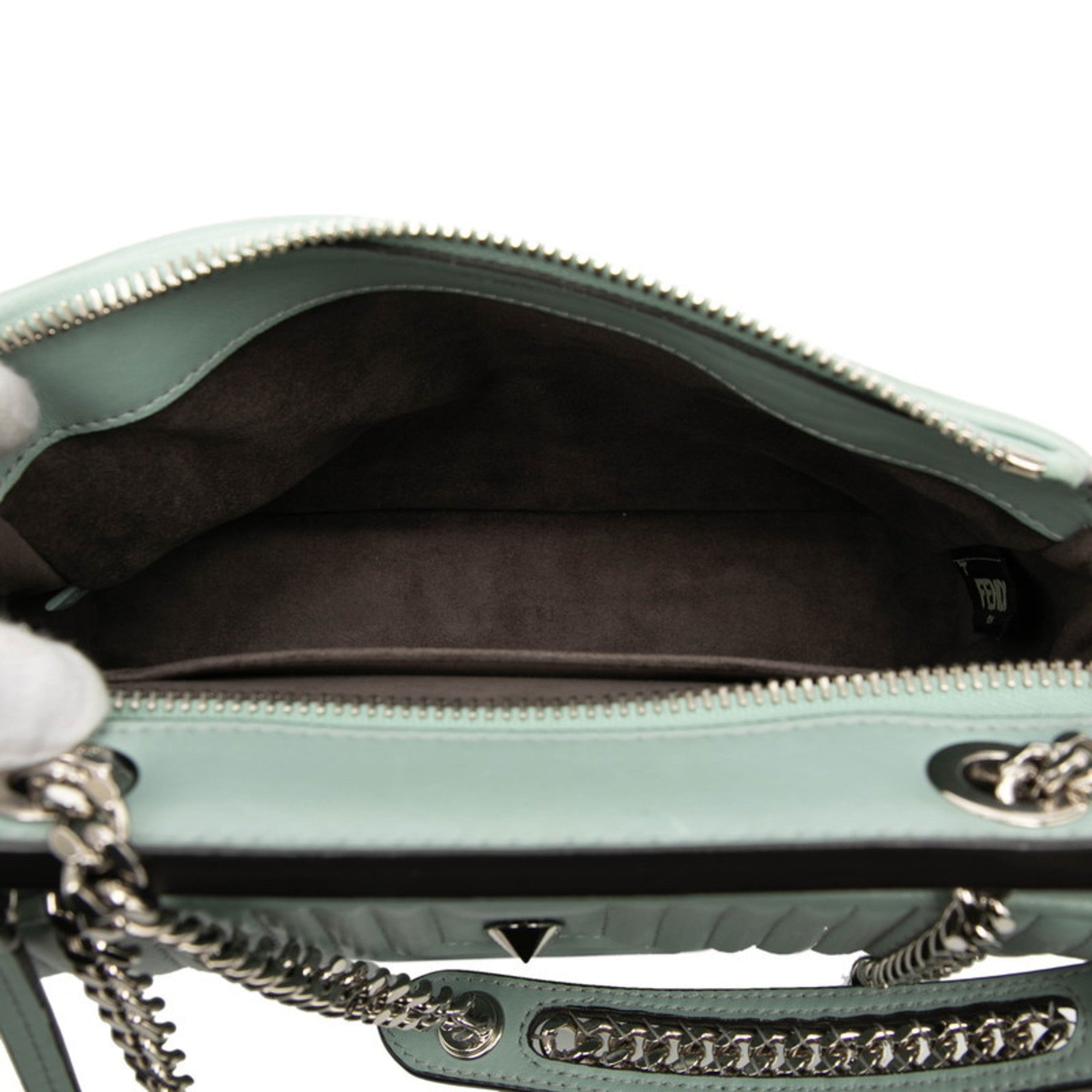 Fendi Light Blue Leather Shoulder Bag (Pre-Owned)