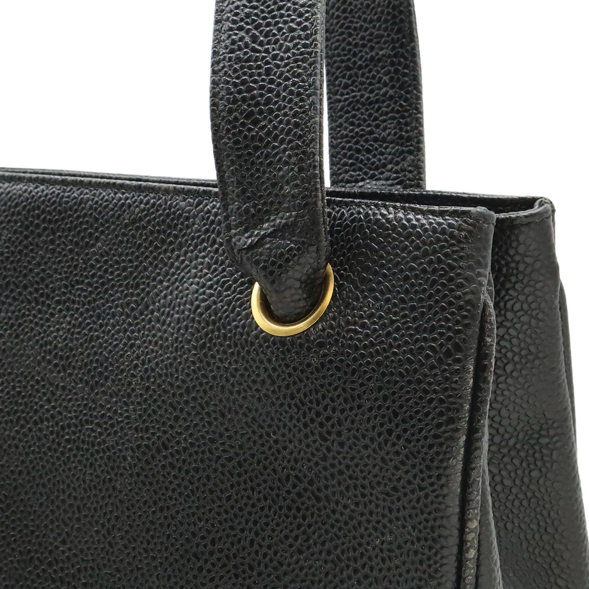Chanel Black Grained Calfskin Shoulder Bag Tote Bag (Pre-Owned)