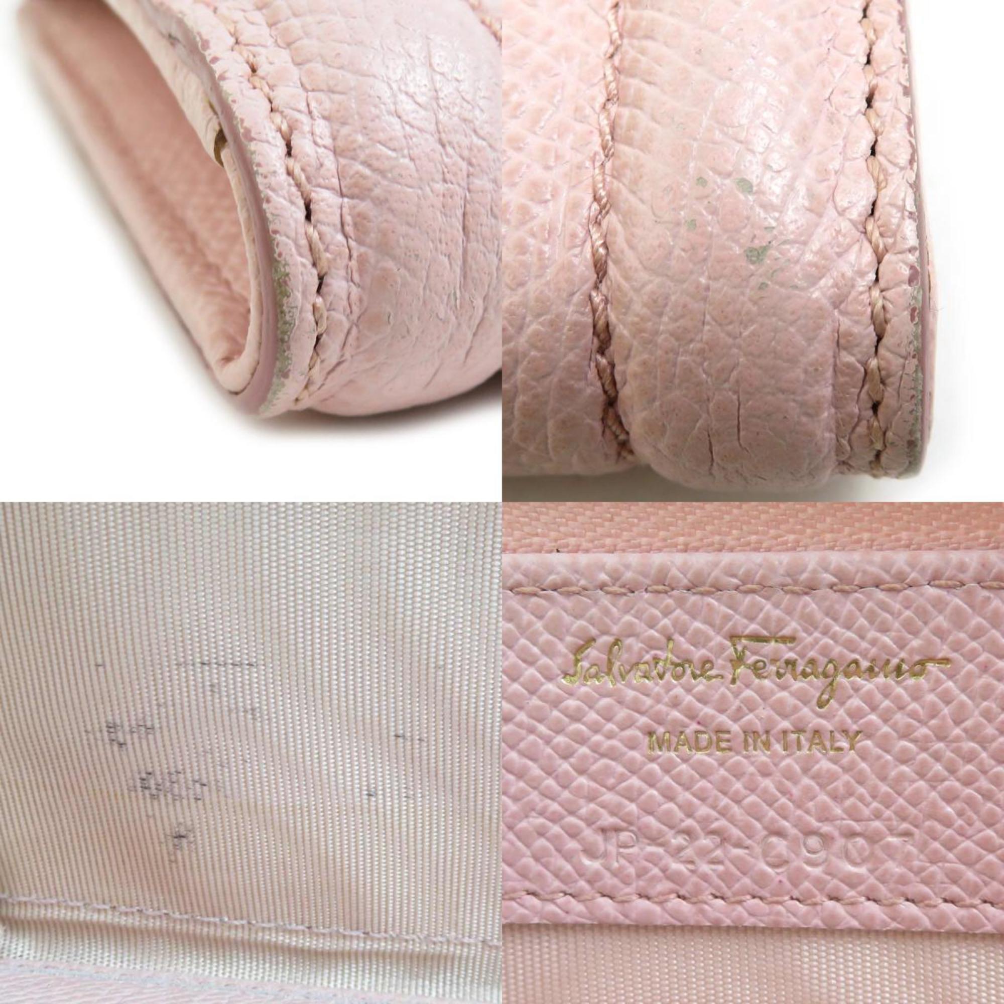 Salvatore Ferragamo Pink Leather Long Wallet (Bi-Fold) (Pre-Owned)