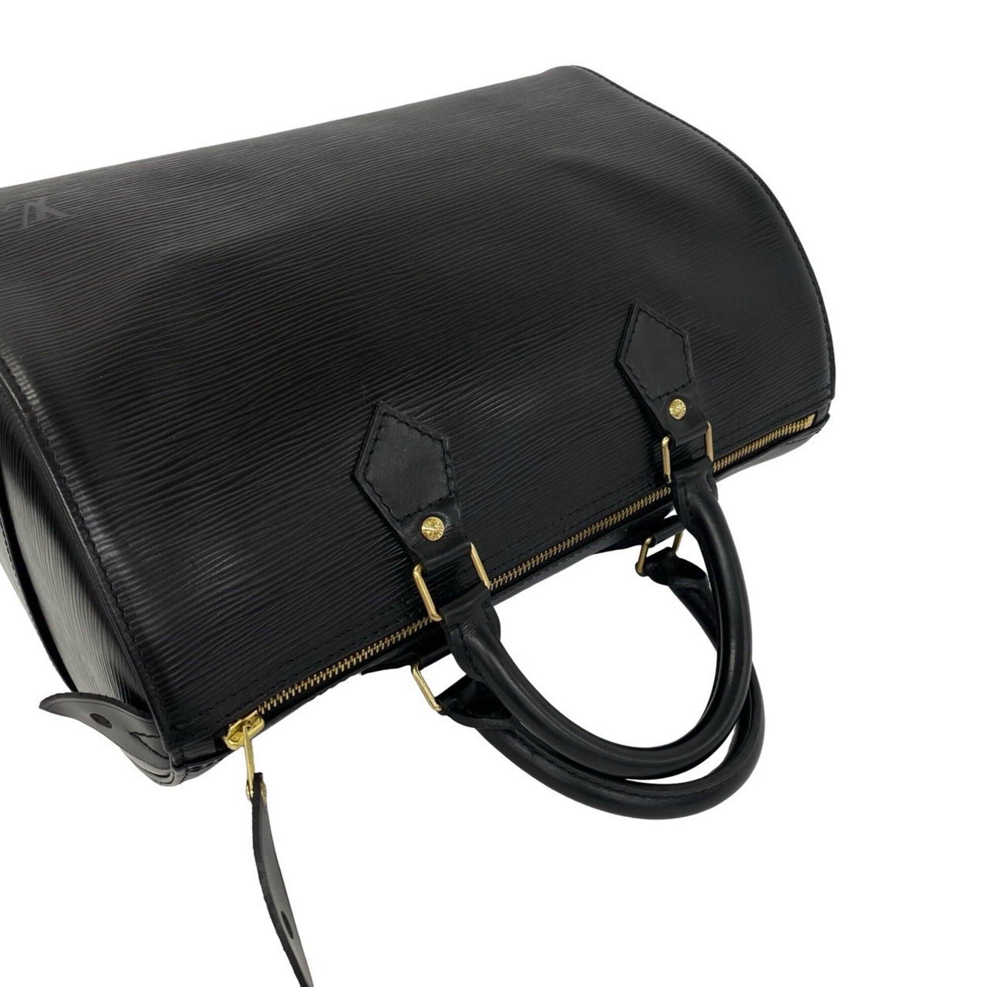 Louis Vuitton Black Leather Boston Bag Handbag (Pre-Owned)