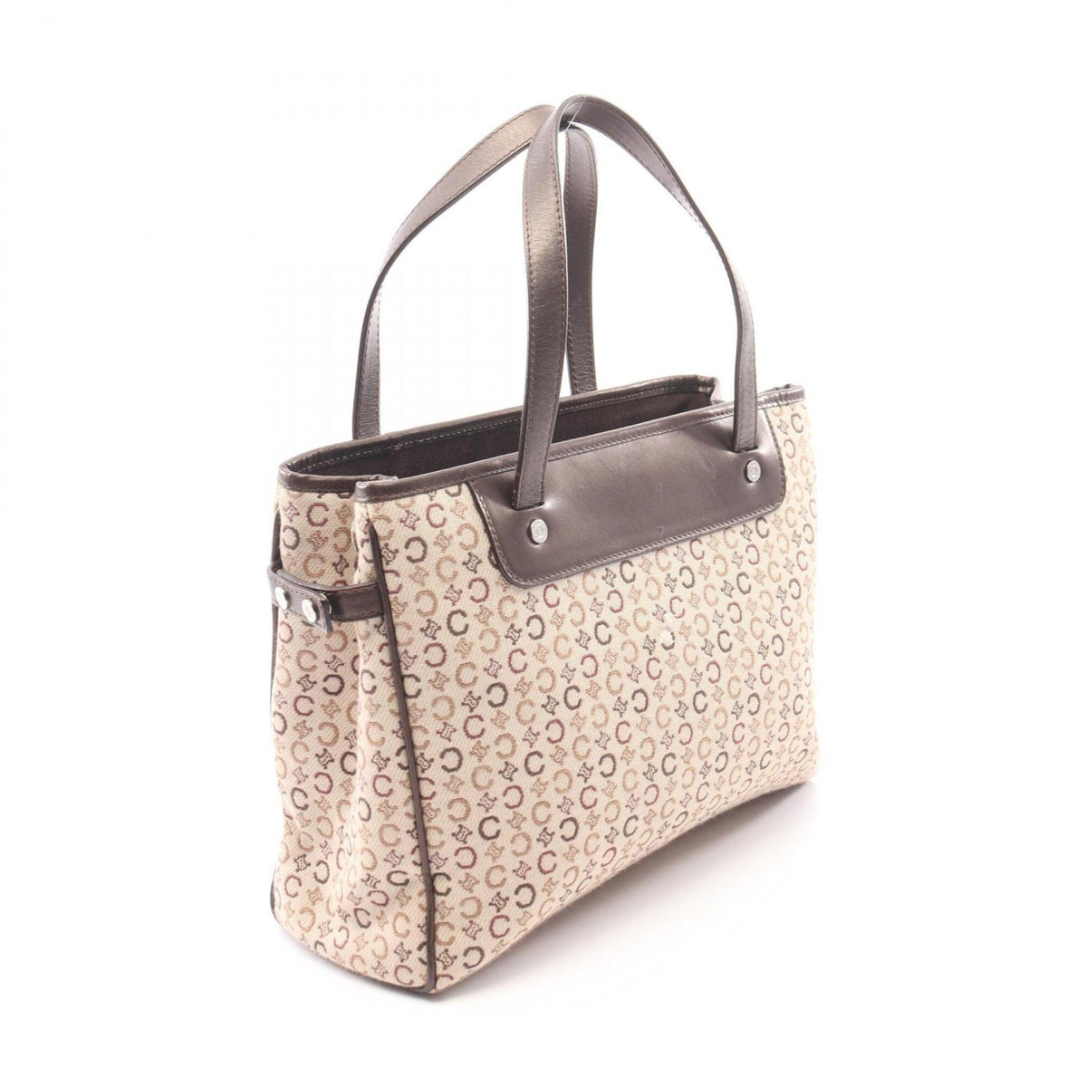 Celine Beige Brown Canvas Leather Handbag (Pre-Owned)