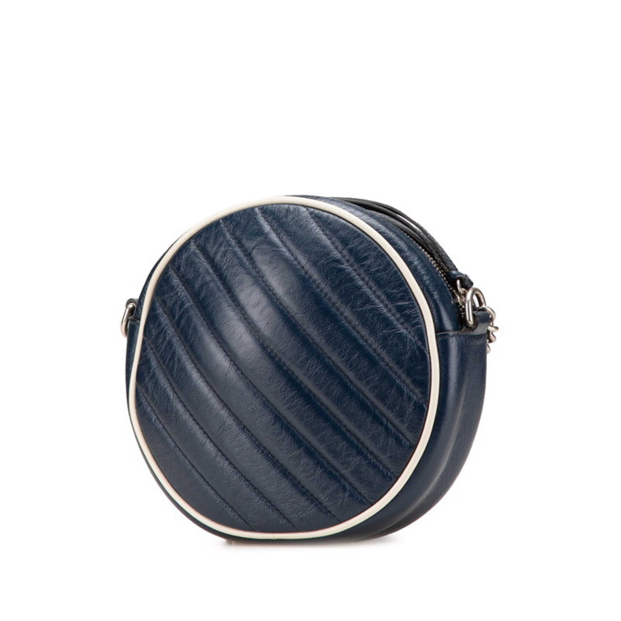Gucci Navy White Leather Shoulder Bag (Pre-Owned)