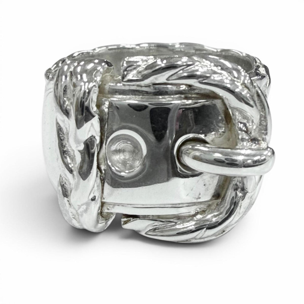 Hermes Silver Silver 925 Band Ring (Pre-Owned)