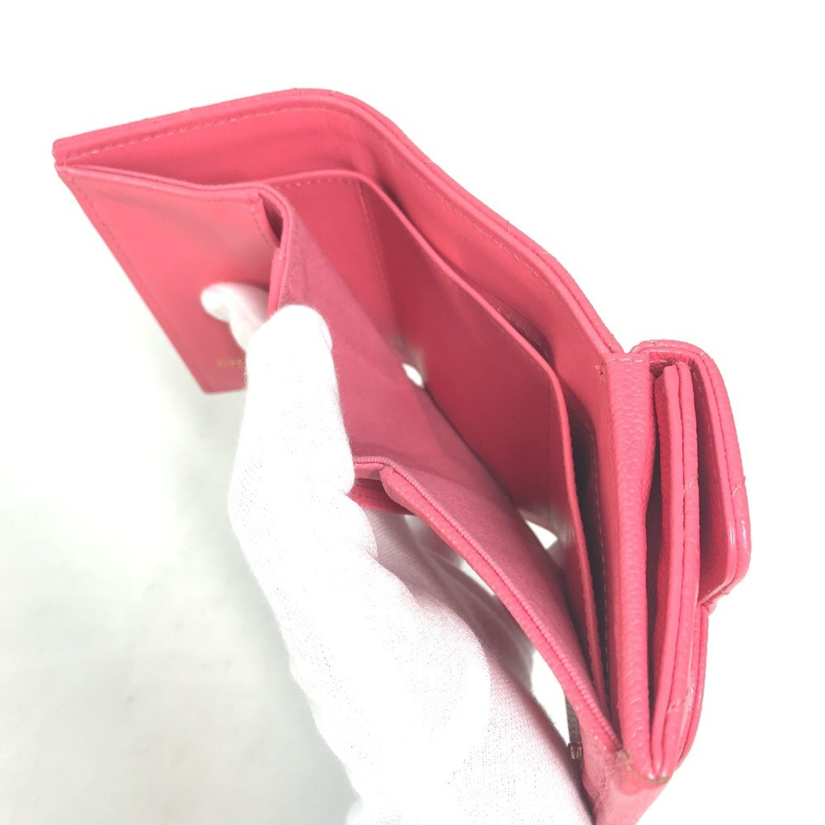 Chanel Pink Grained Calfskin Wallet (Tri-Fold) (Pre-Owned)