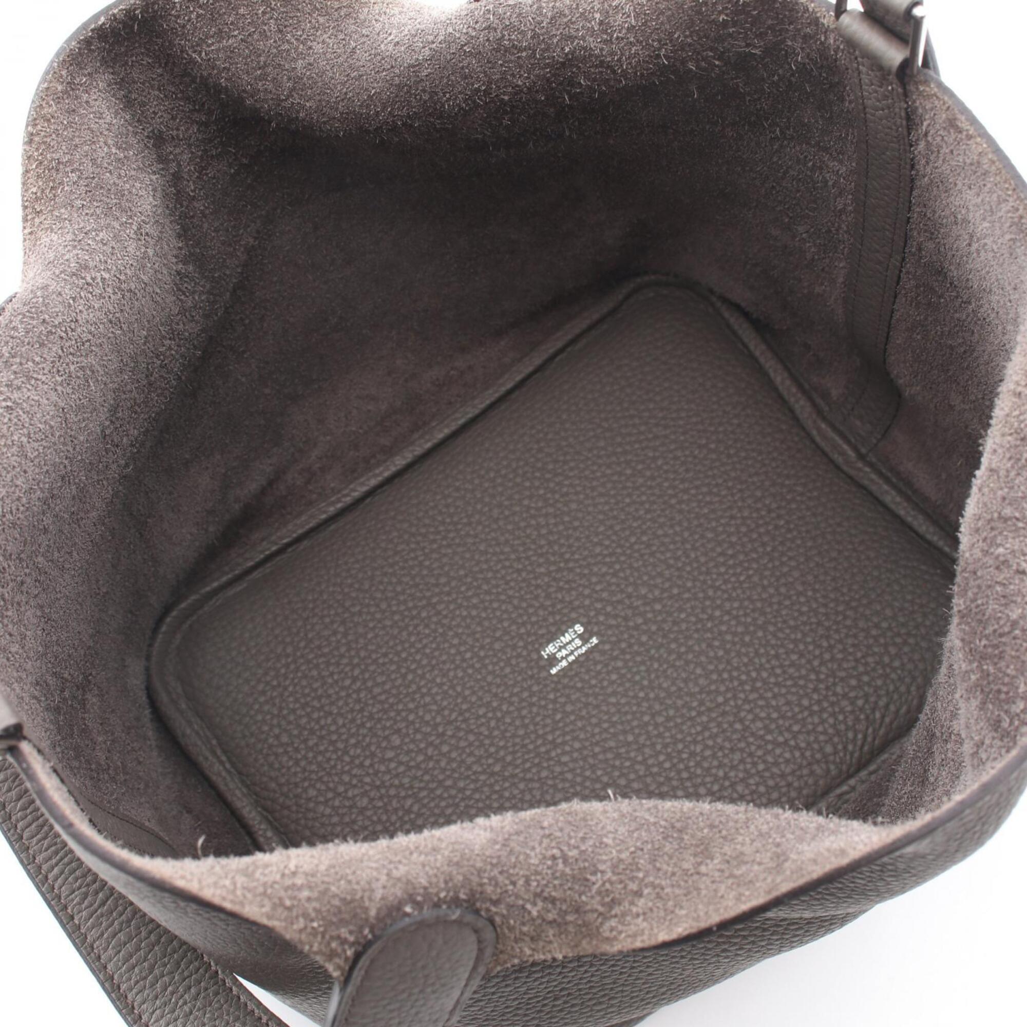 Hermes Etain Gray Leather Handbag (Pre-Owned)