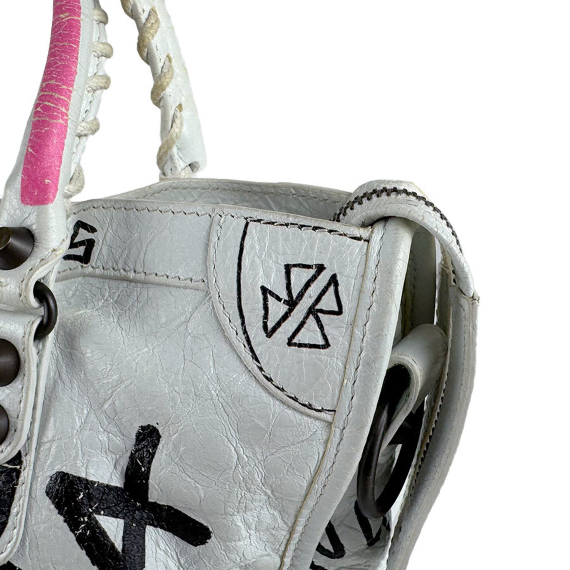 Balenciaga Black Pink White Leather Handbag (Pre-Owned)