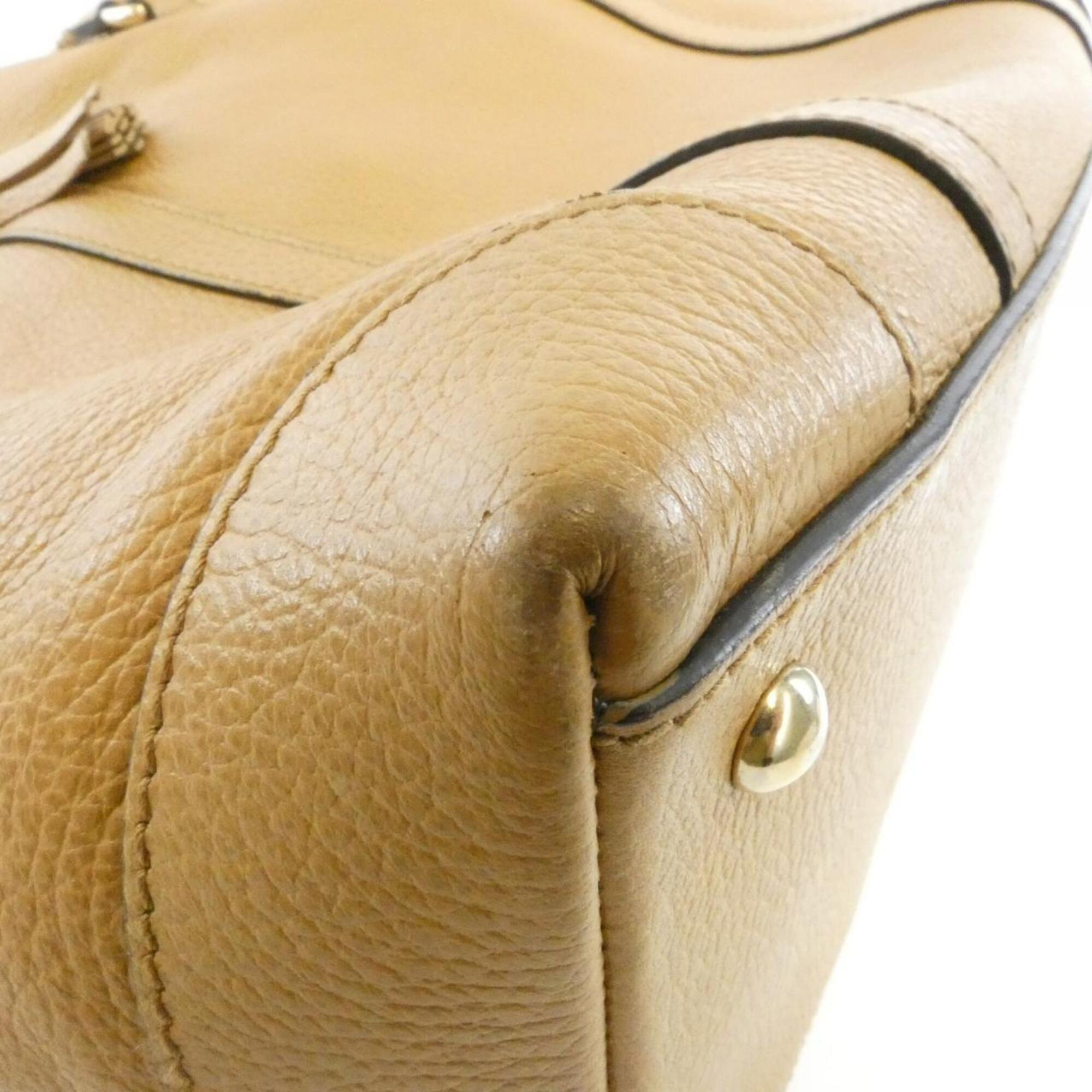 Gucci Dark Beige Leather Handbag (Pre-Owned)