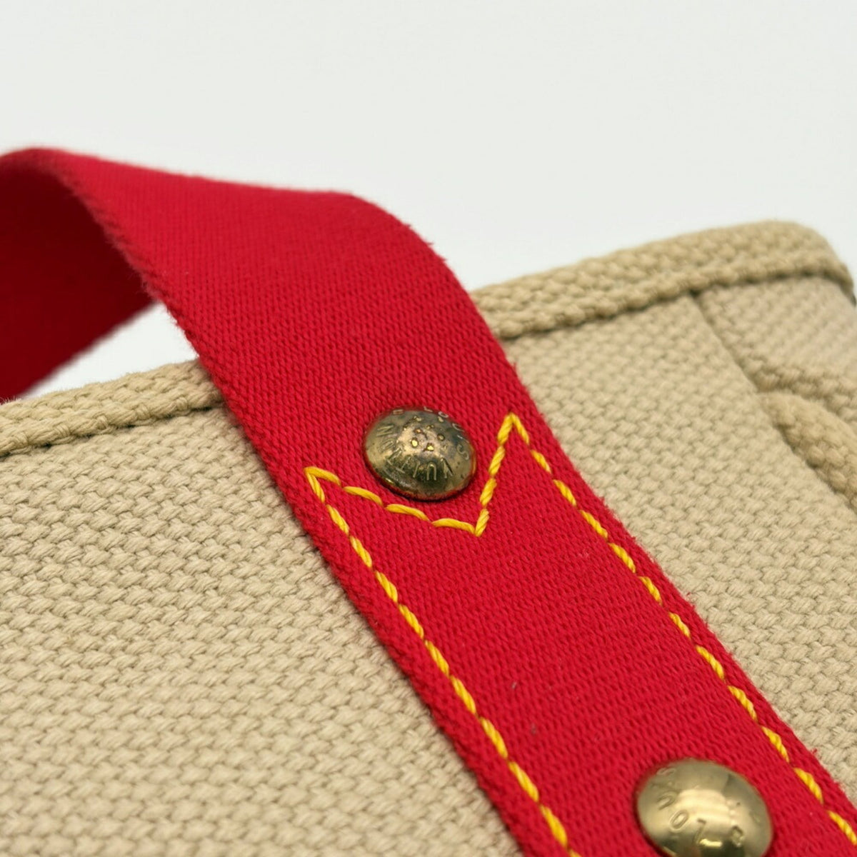 Louis Vuitton Antigua Beige Red Color Canvas Tote Bag (Pre-Owned)