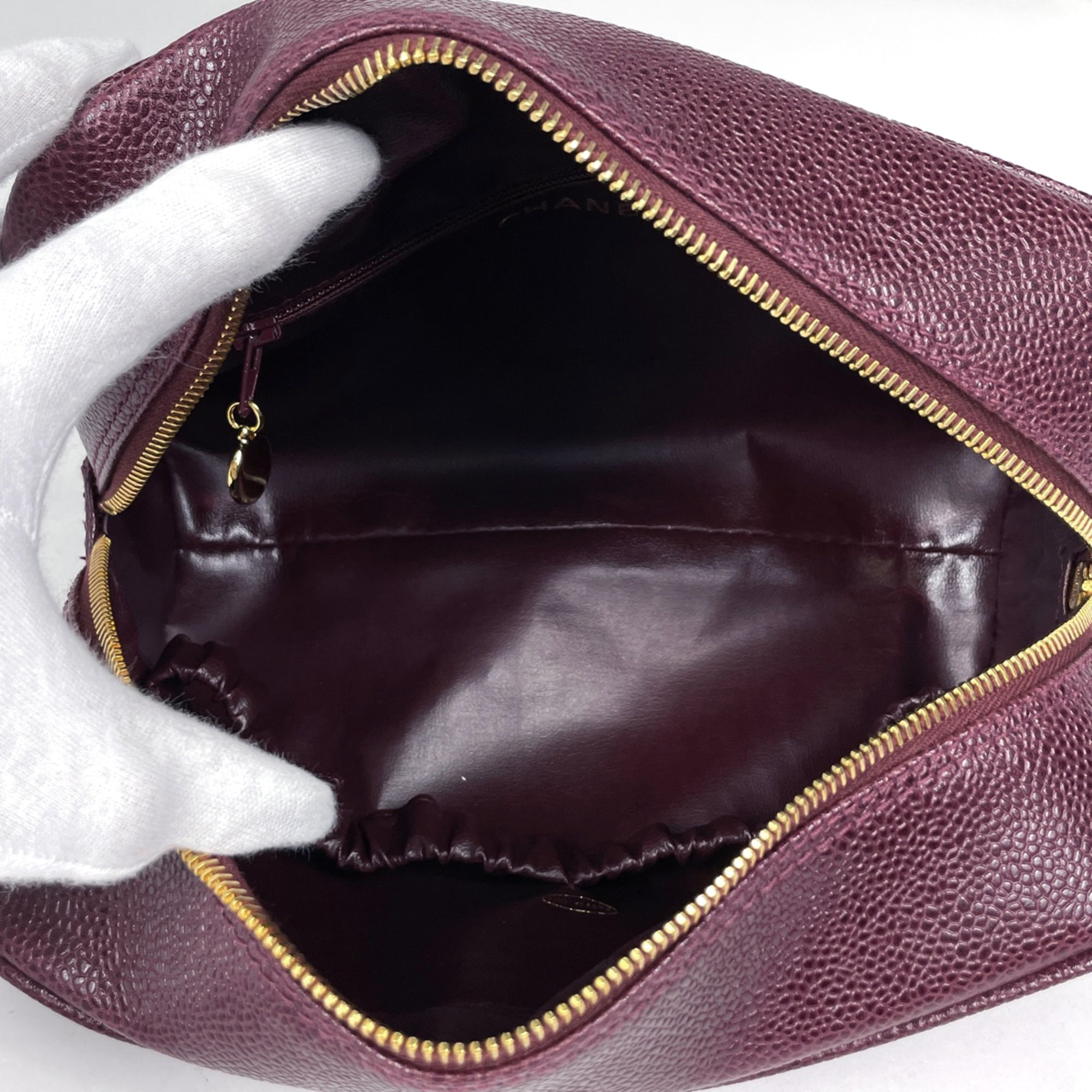 Chanel Bordeaux Grained Calfskin Pouch (Pre-Owned)