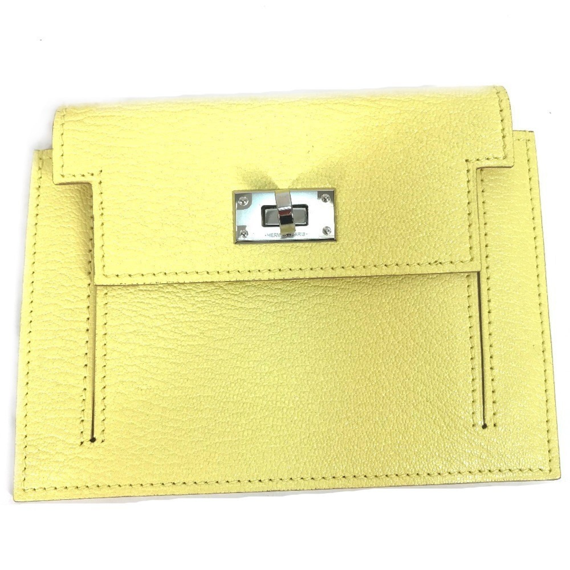 Hermes Yellow Chevre Leather Coin Purse/Coin Case (Pre-Owned)