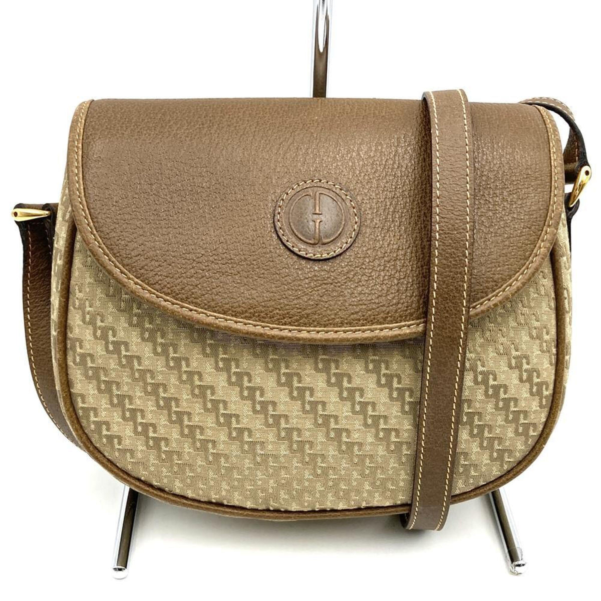 Gucci Brown Canvas Leather Shoulder Bag (Pre-Owned)