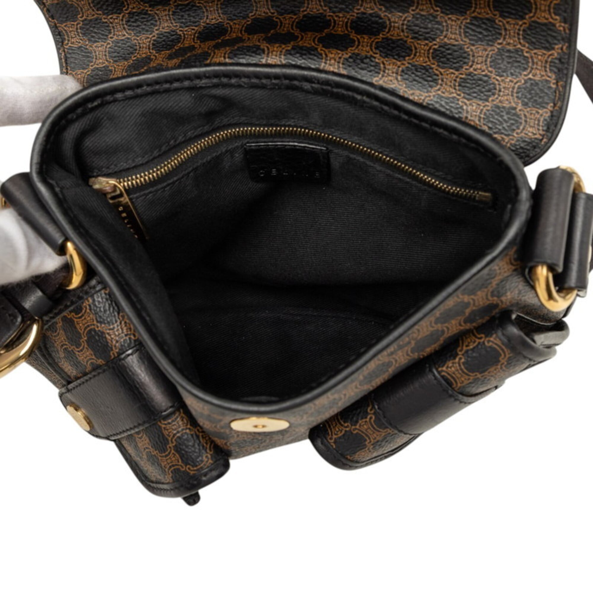 Celine Black Brown Pvc Leather Shoulder Bag (Pre-Owned)