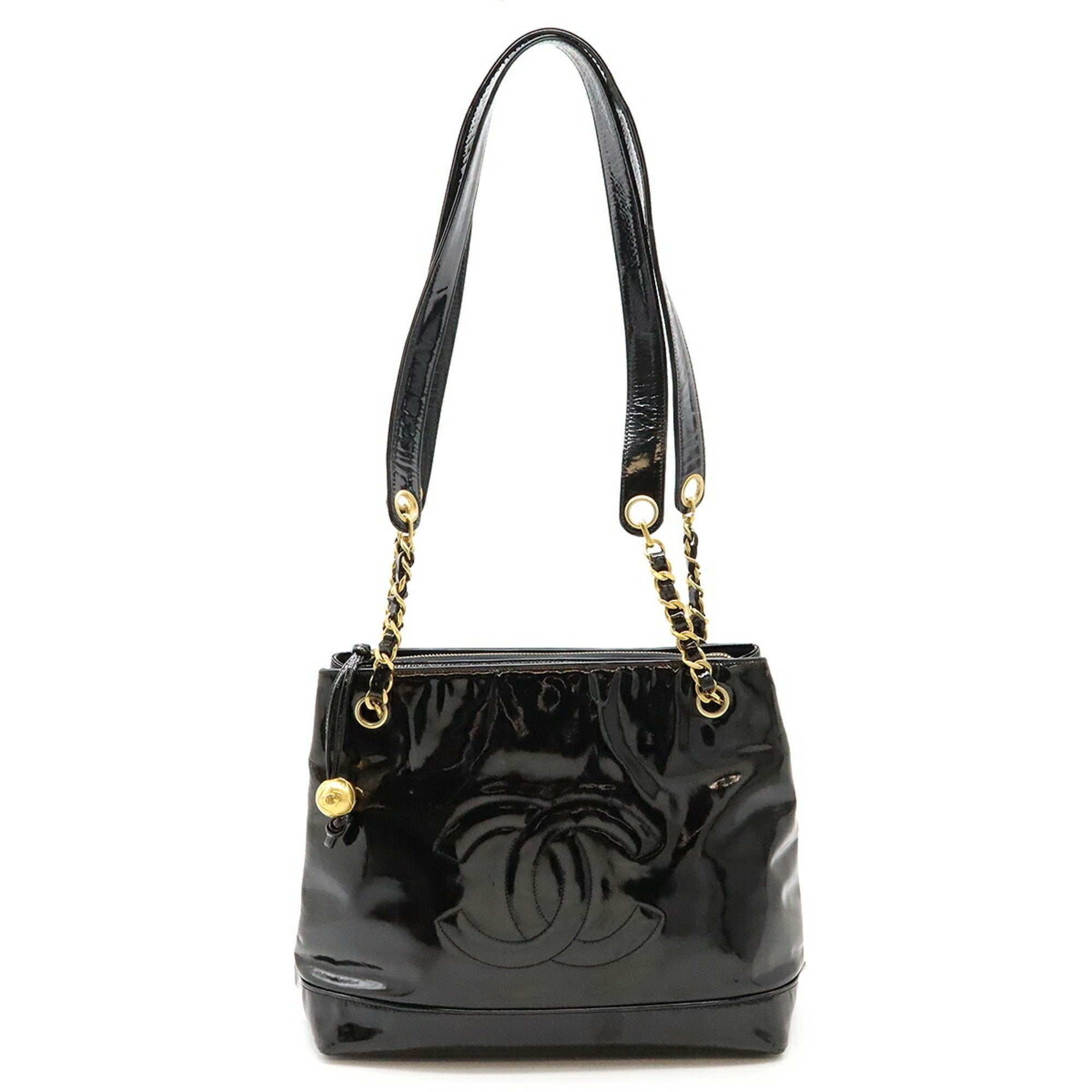 Chanel Black Patent Leather Shoulder Bag Tote Bag (Pre-Owned)