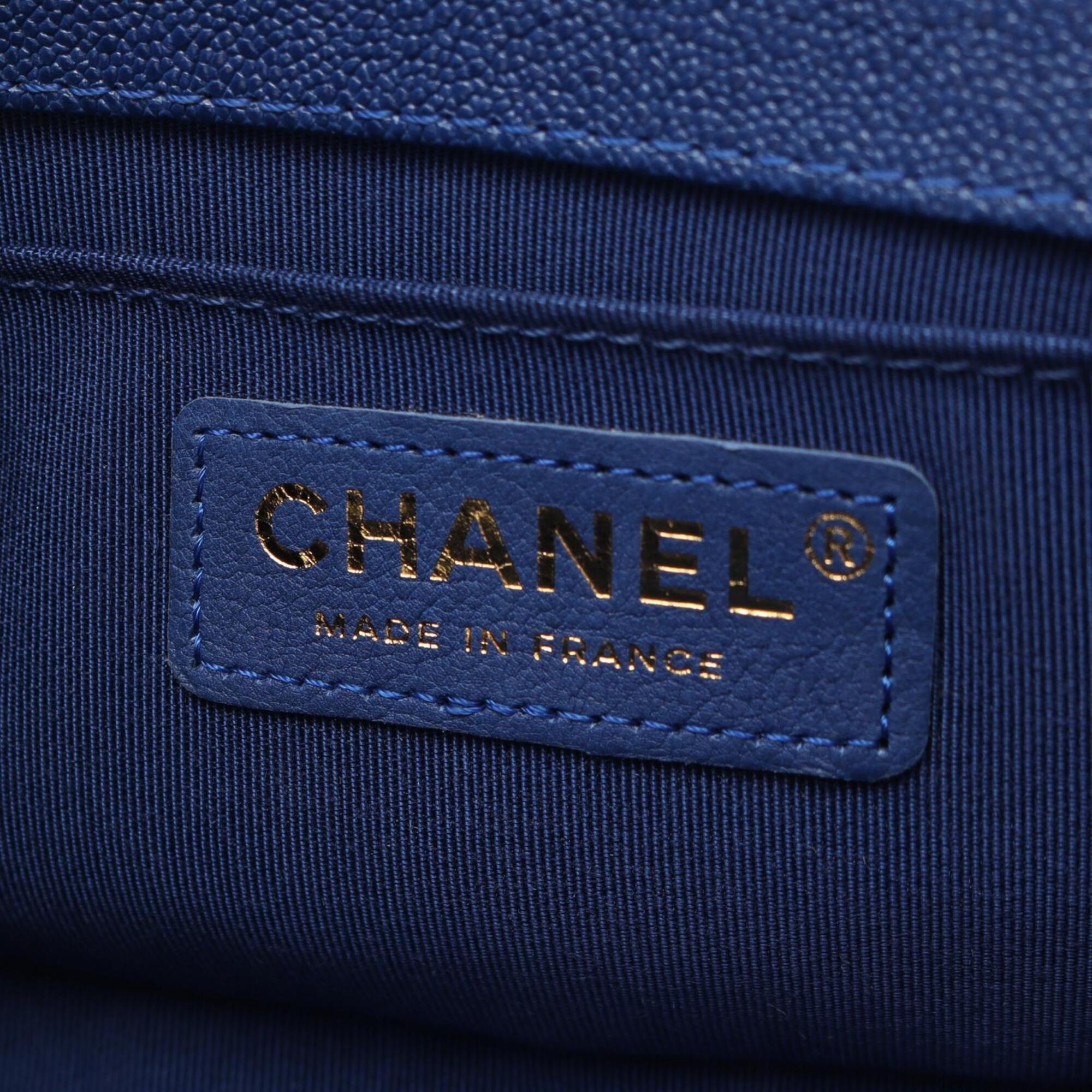 Chanel Blue Grained Calfskin Handbag Shoulder Bag (Pre-Owned)
