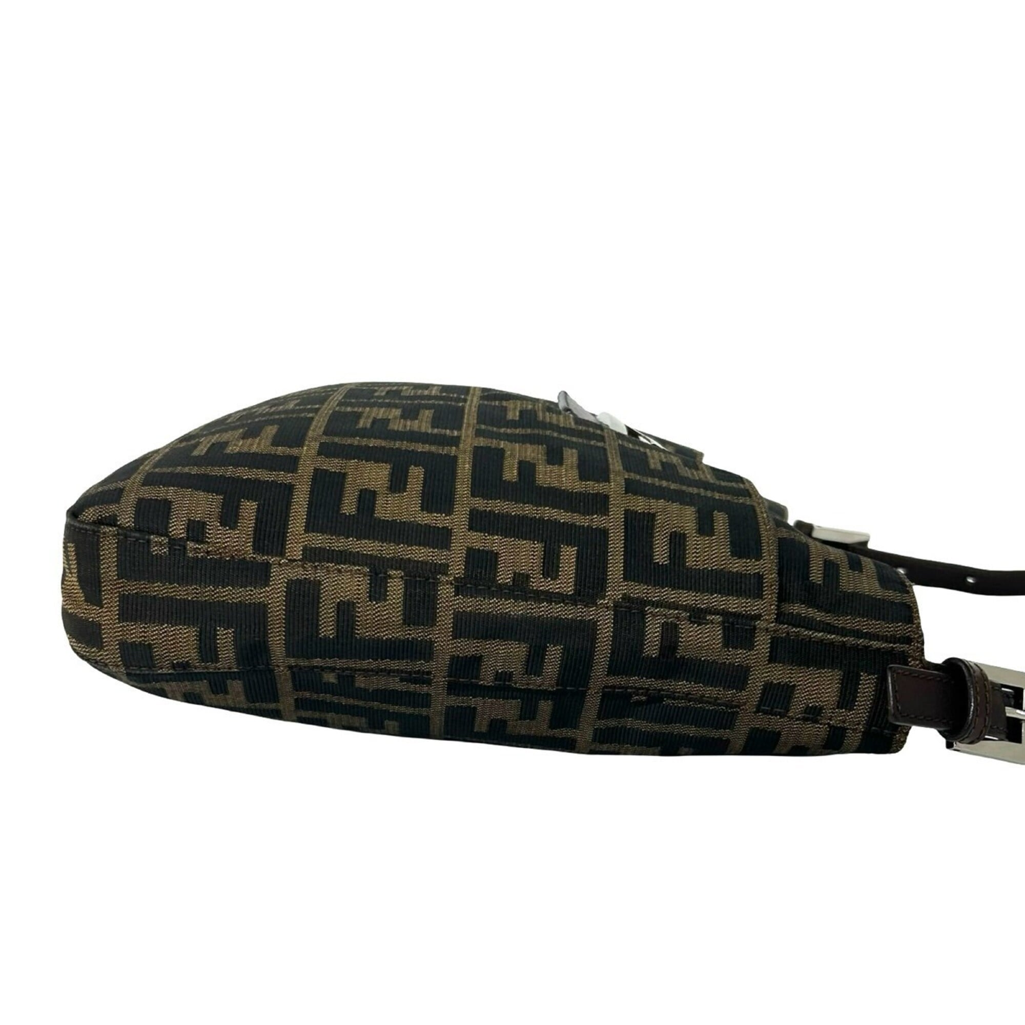 Fendi Black Brown Canvas Leather Handbag Shoulder Bag (Pre-Owned)