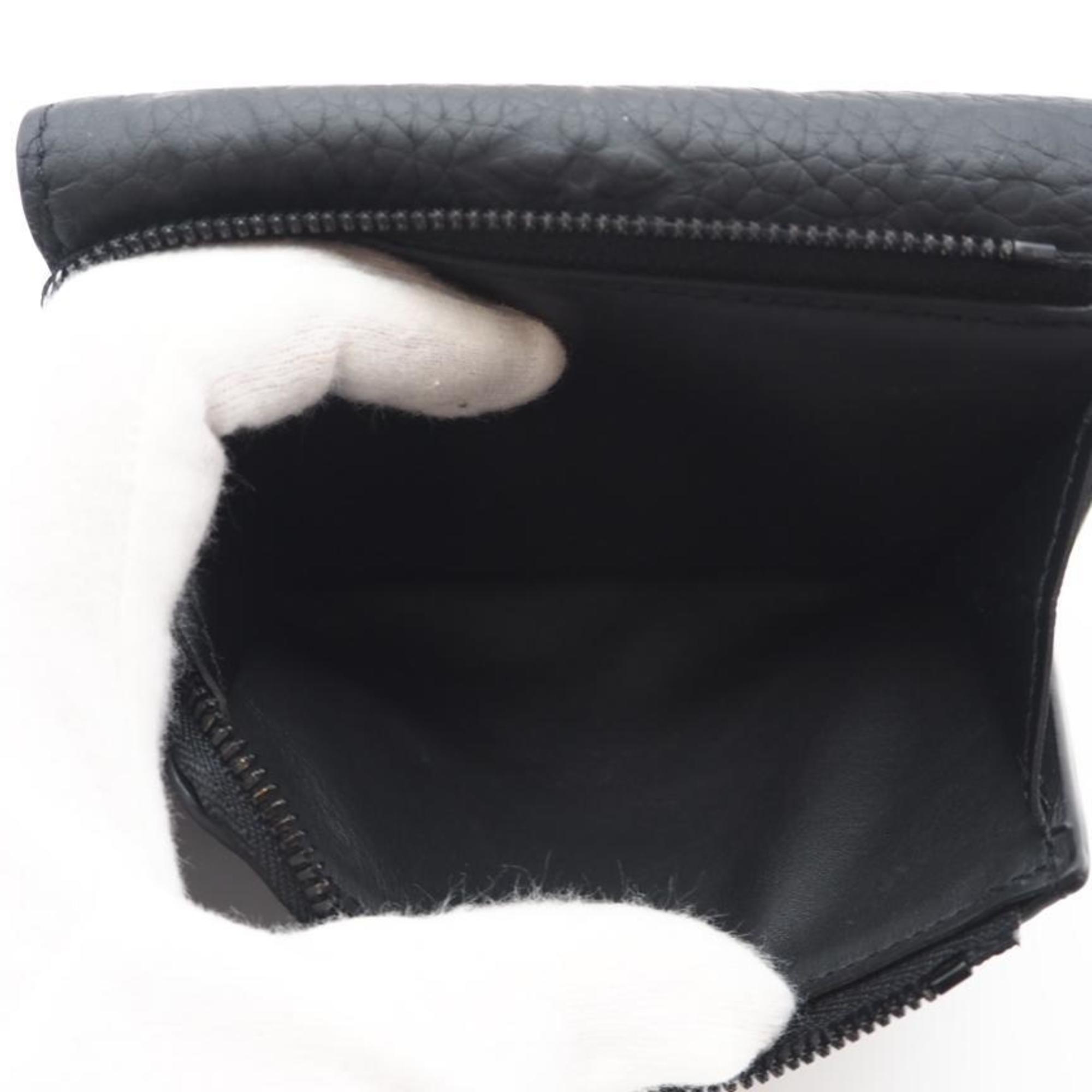 Louis Vuitton Black Leather Wallet (Tri-Fold) (Pre-Owned)