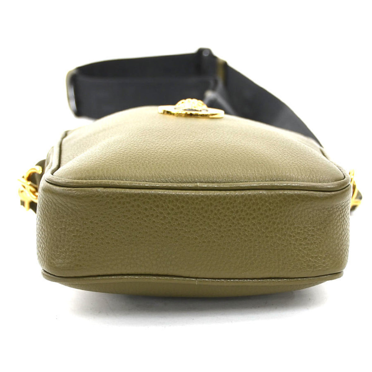 Versace Khaki Leather Shoulder Bag (Pre-Owned)
