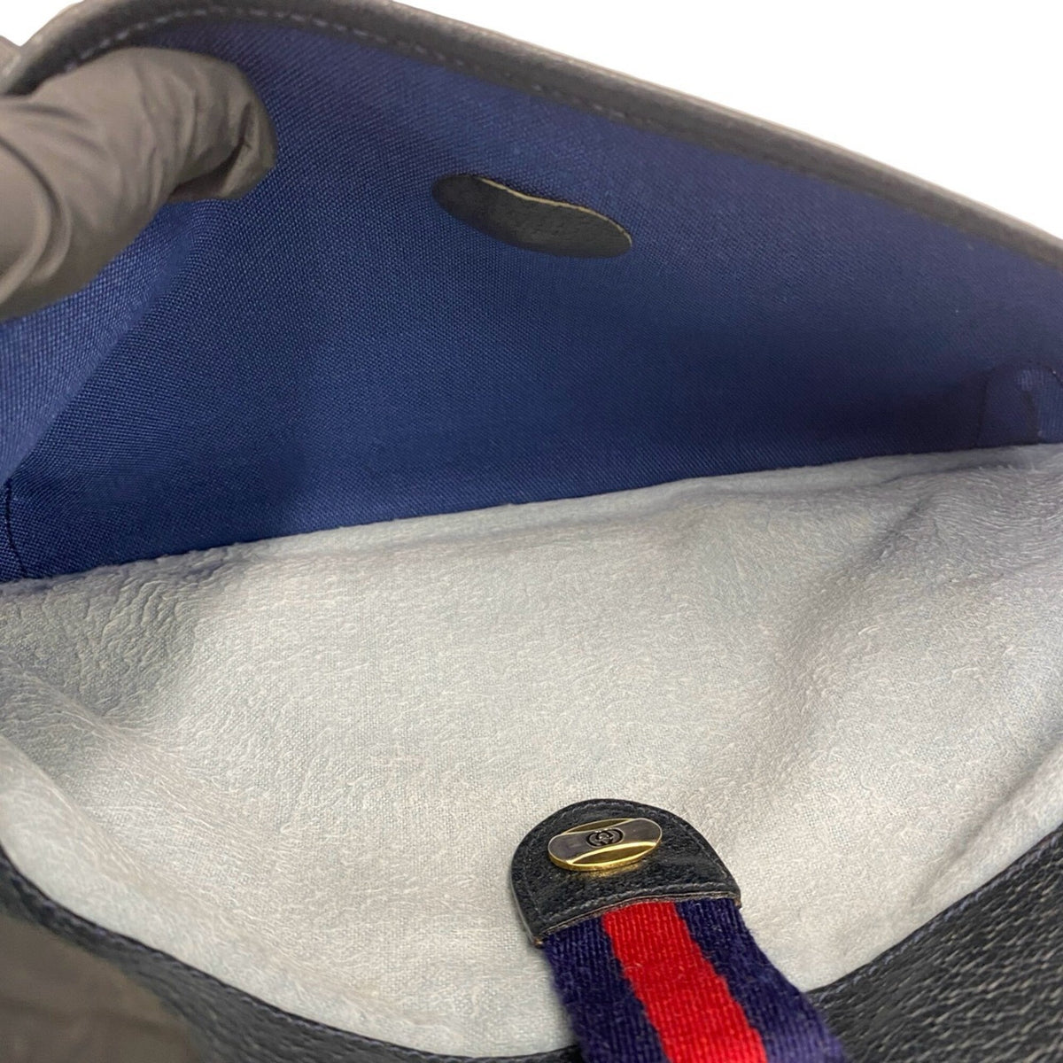 Gucci Navy Red Color Leather Pvc Pochette Shoulder Bag (Pre-Owned)