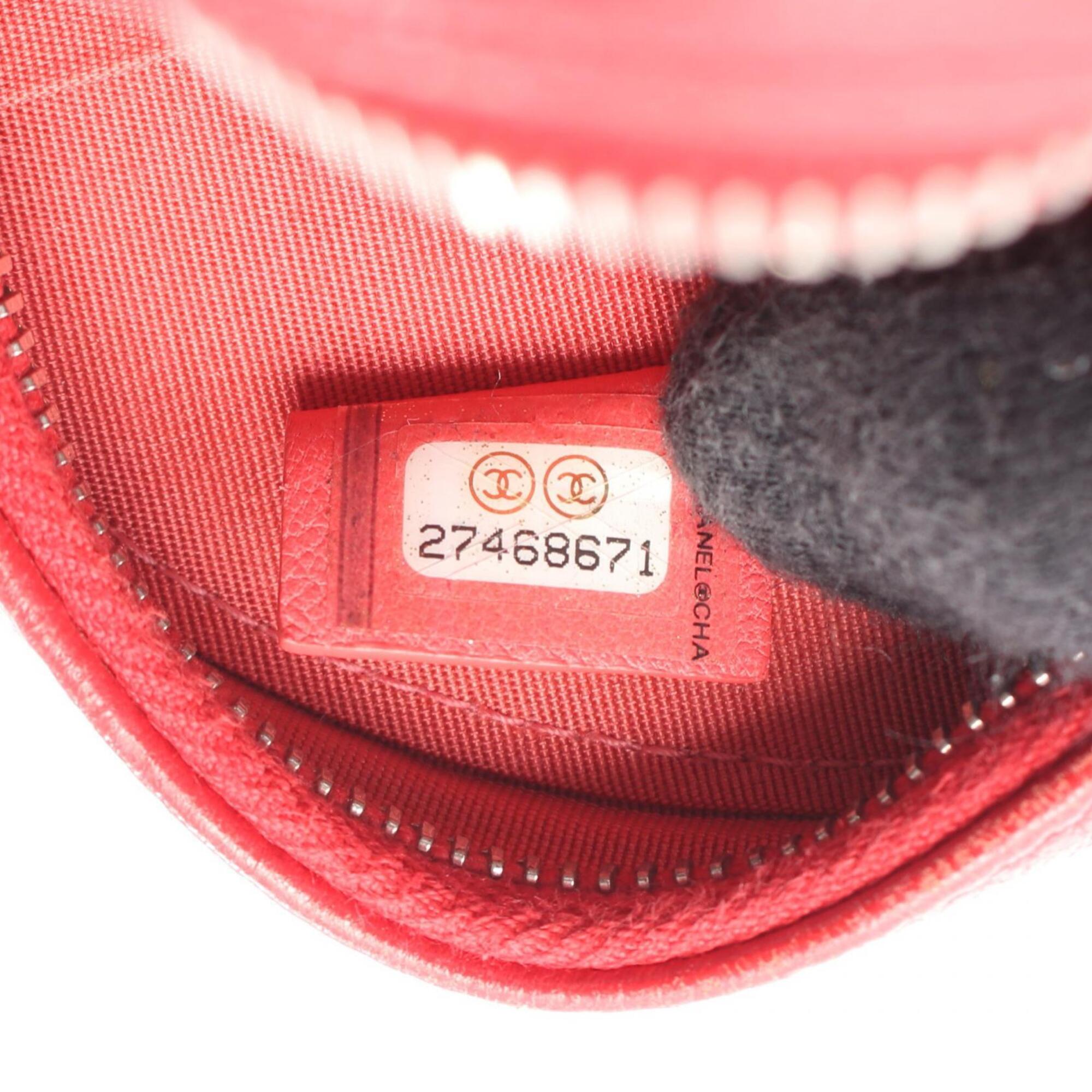 Chanel Pink Red Color Leather Handbag Shoulder Bag (Pre-Owned)